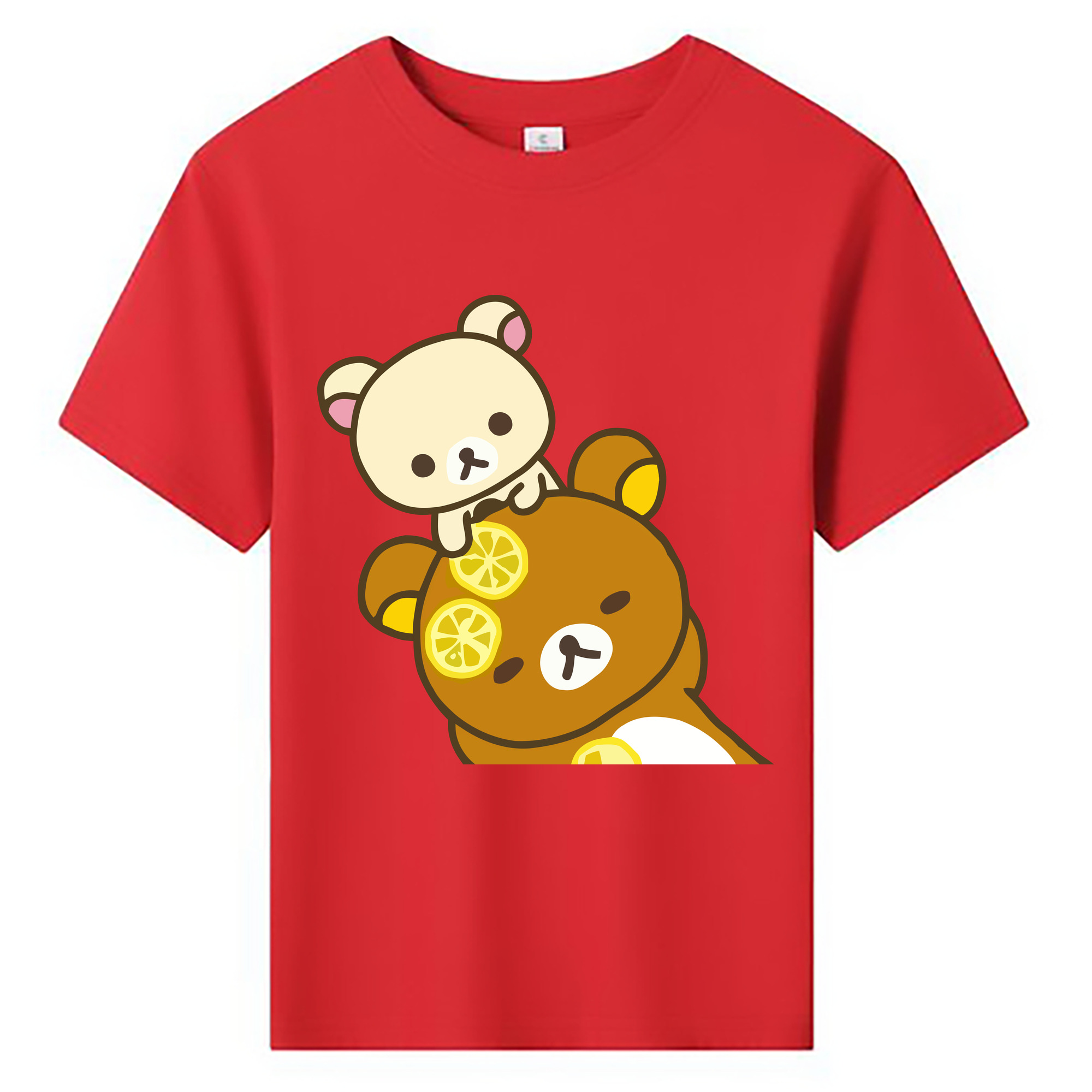 （画像用） リラックマ リラックマ キイロイトリ Rilakkuma Korilakkuma Kiiroitori 綿100％キッズTシャツ（フロントプリント）