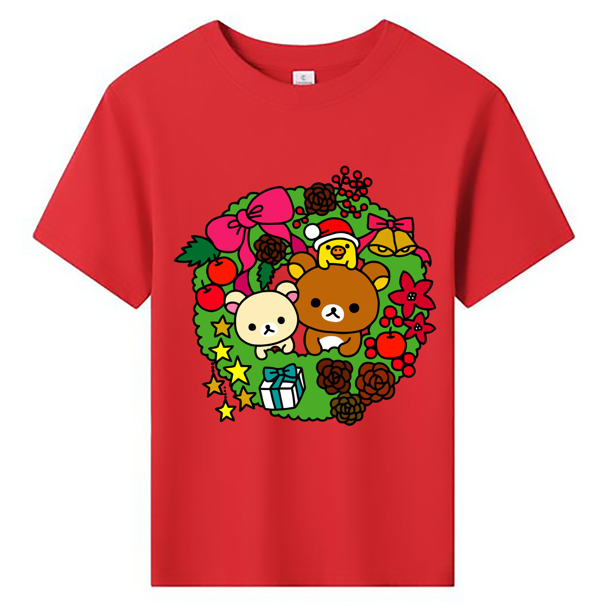 （画像用） リラックマ リラックマ キイロイトリ Rilakkuma Korilakkuma Kiiroitori 綿100％キッズTシャツ（フロントプリント）