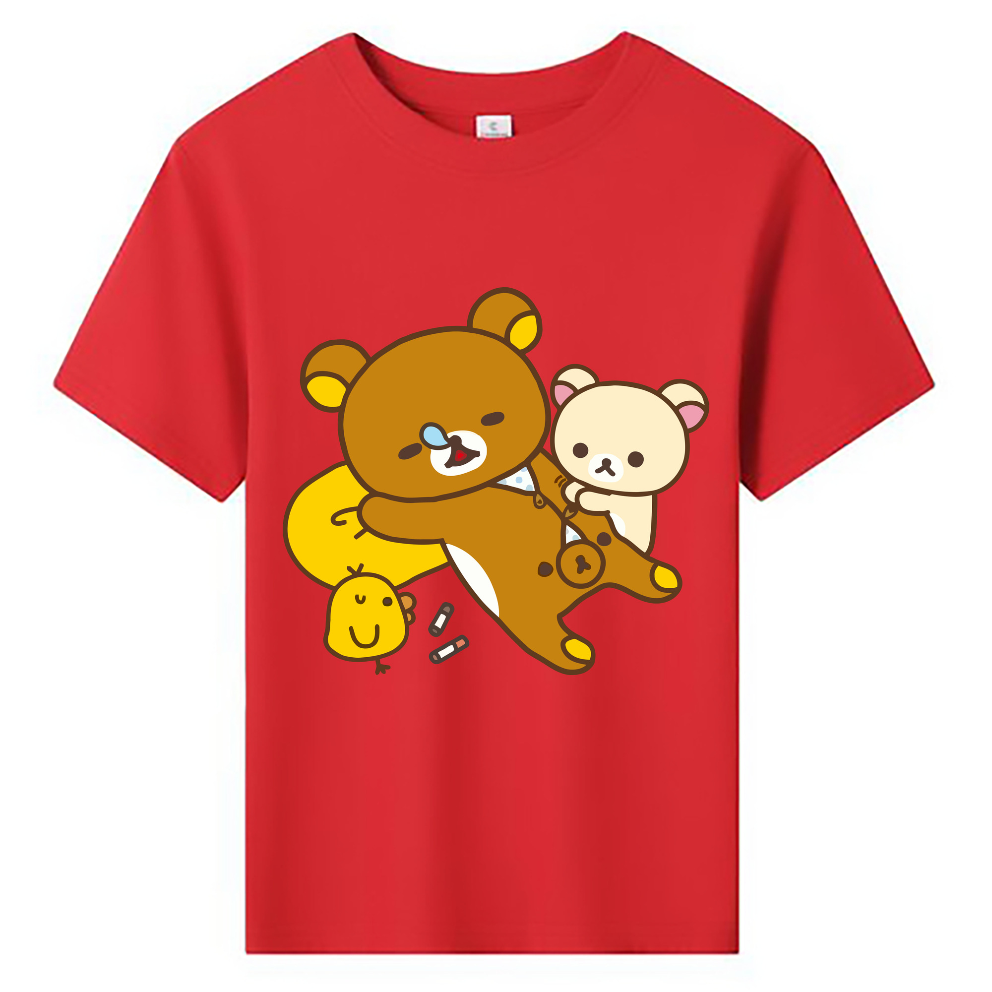 （画像用） リラックマ リラックマ キイロイトリ Rilakkuma Korilakkuma Kiiroitori 綿100％キッズTシャツ（フロントプリント）