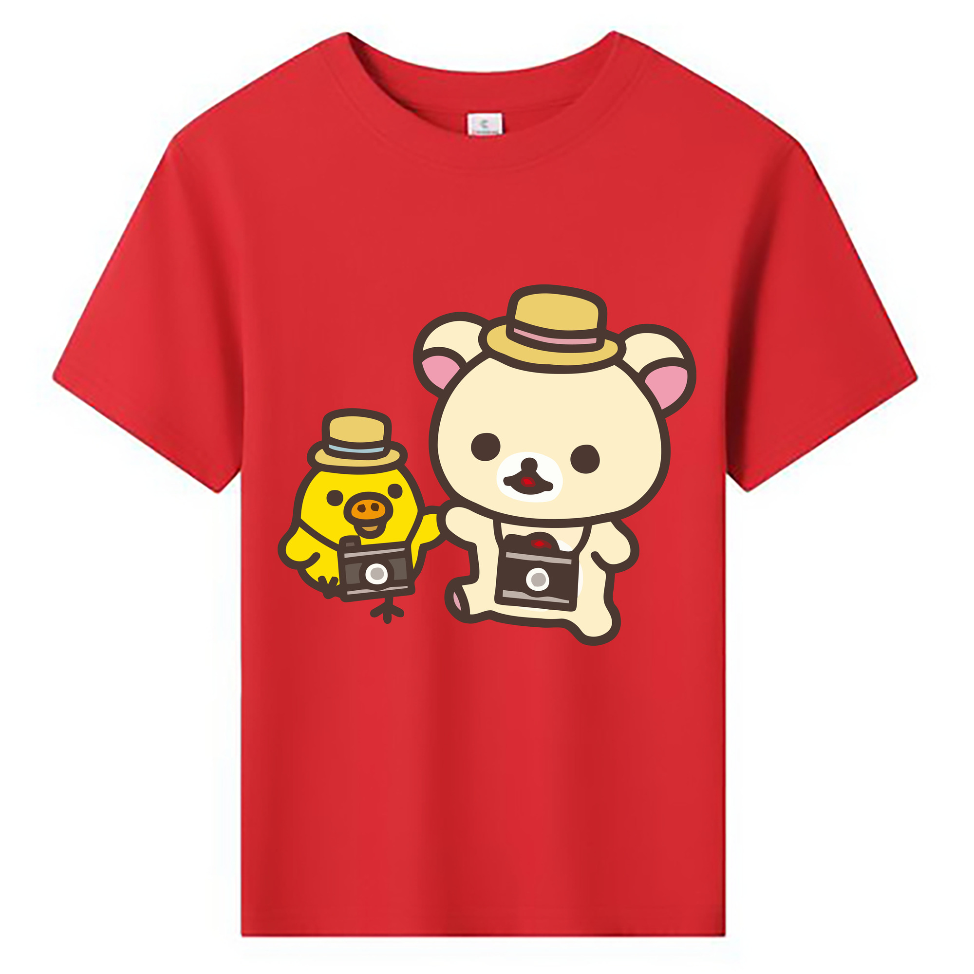 （画像用） リラックマ リラックマ キイロイトリ Rilakkuma Korilakkuma Kiiroitori 綿100％キッズTシャツ（フロントプリント）