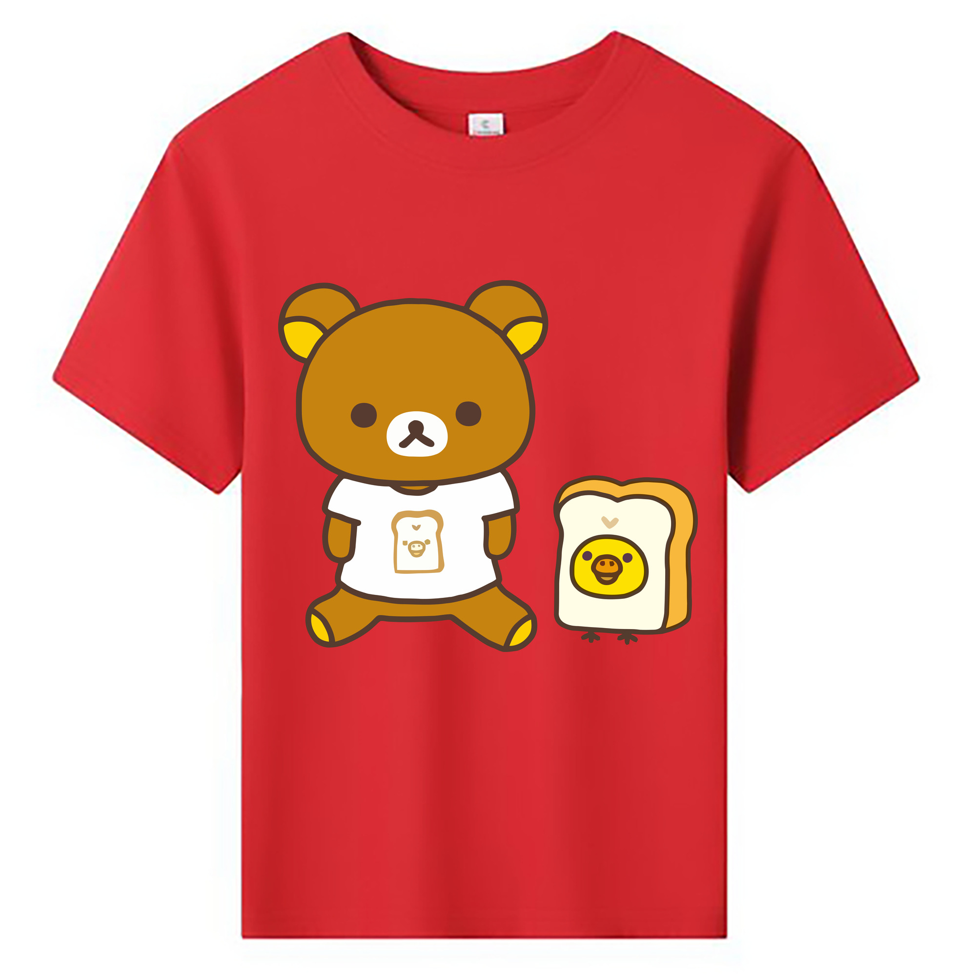 （画像用） リラックマ リラックマ キイロイトリ Rilakkuma Korilakkuma Kiiroitori 綿100％キッズTシャツ（フロントプリント）