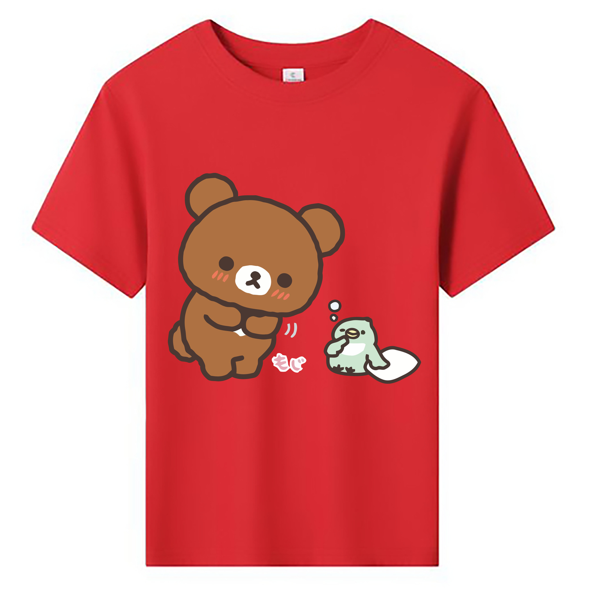 （画像用） リラックマ リラックマ キイロイトリ Rilakkuma Korilakkuma Kiiroitori 綿100％キッズTシャツ（フロントプリント）