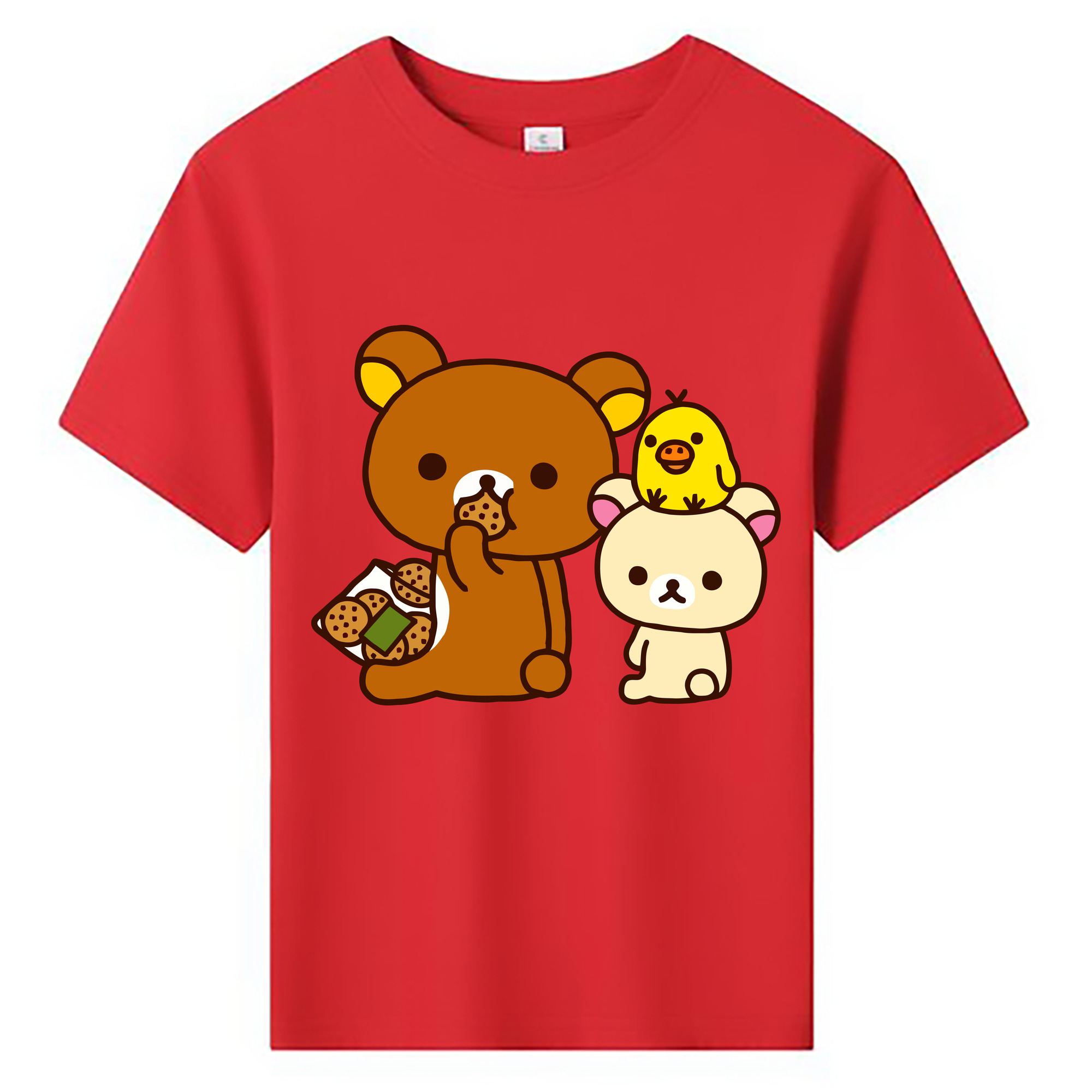 （画像用） リラックマ リラックマ キイロイトリ Rilakkuma Korilakkuma Kiiroitori 綿100％キッズTシャツ（フロントプリント）