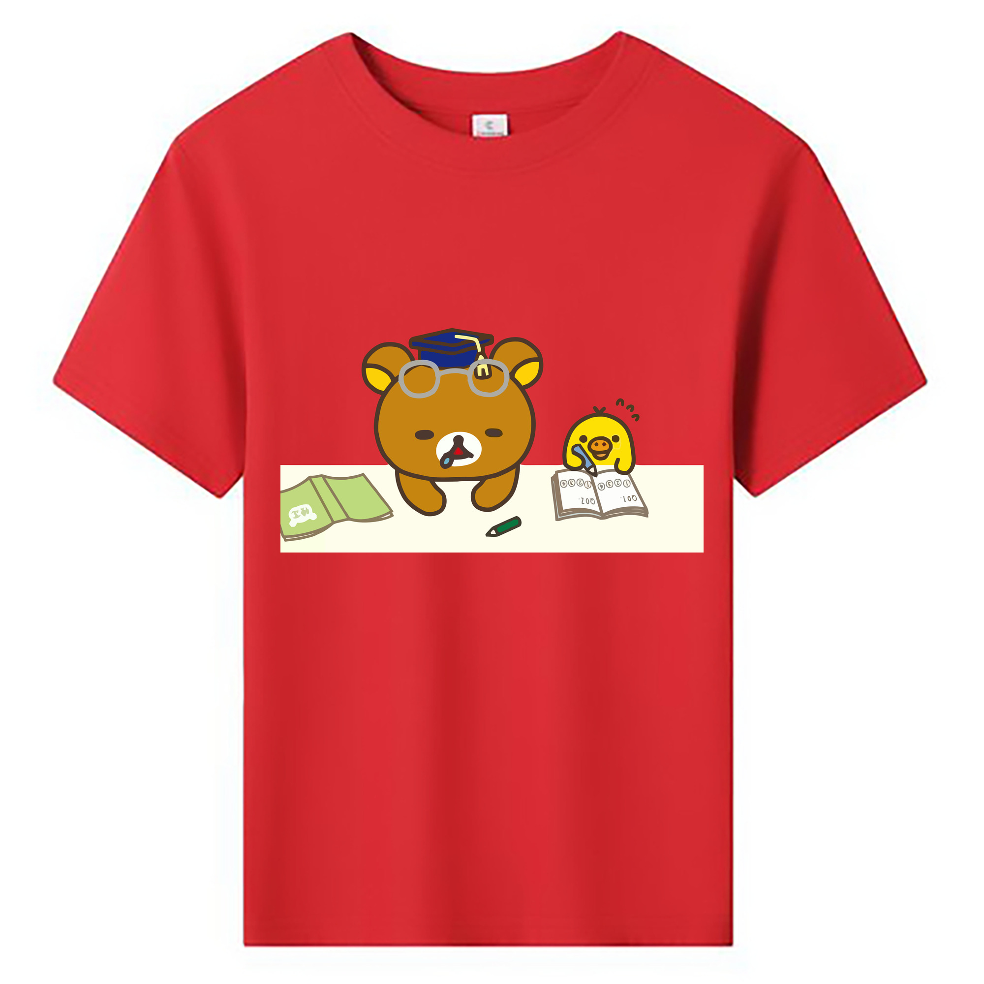 （画像用） リラックマ リラックマ キイロイトリ Rilakkuma Korilakkuma Kiiroitori 綿100％キッズTシャツ（フロントプリント）
