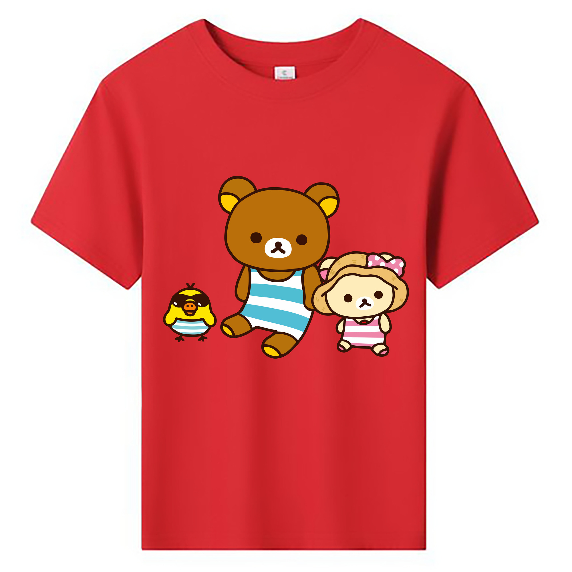 （画像用） リラックマ リラックマ キイロイトリ Rilakkuma Korilakkuma Kiiroitori 綿100％キッズTシャツ（フロントプリント）