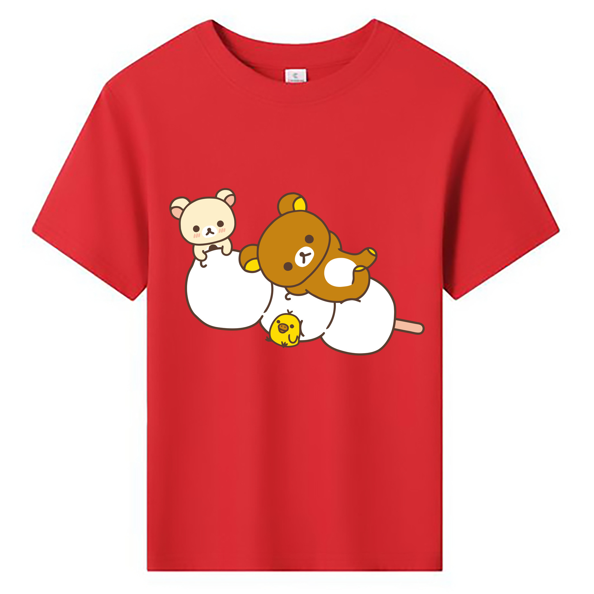 （画像用） リラックマ リラックマ キイロイトリ Rilakkuma Korilakkuma Kiiroitori 綿100％キッズTシャツ（フロントプリント）