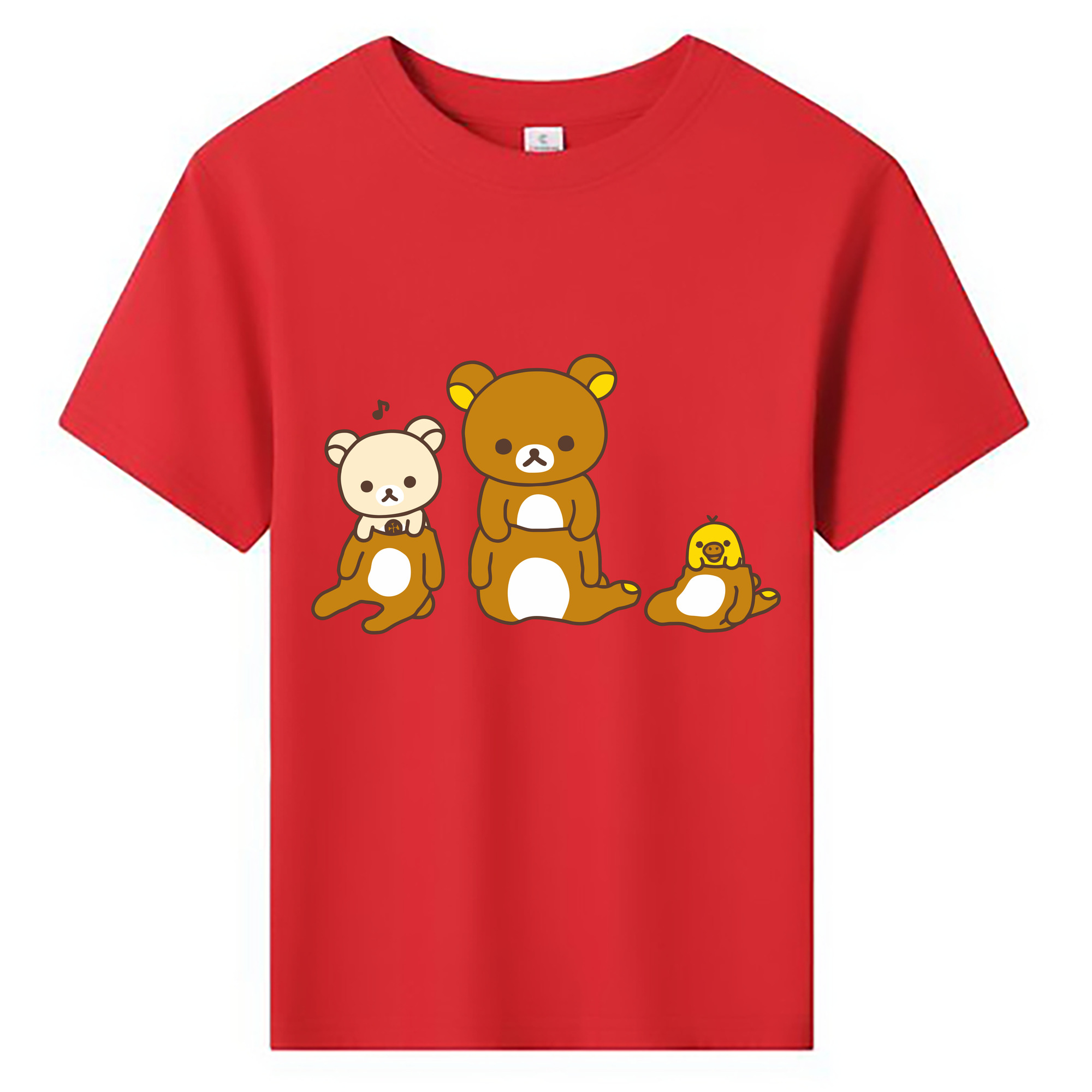 （画像用） リラックマ リラックマ キイロイトリ Rilakkuma Korilakkuma Kiiroitori 綿100％キッズTシャツ（フロントプリント）