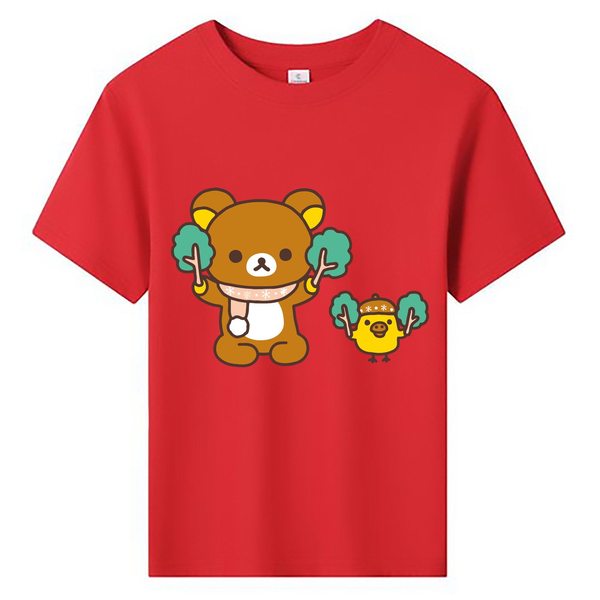 （画像用） リラックマ リラックマ キイロイトリ Rilakkuma Korilakkuma Kiiroitori 綿100％キッズTシャツ（フロントプリント）