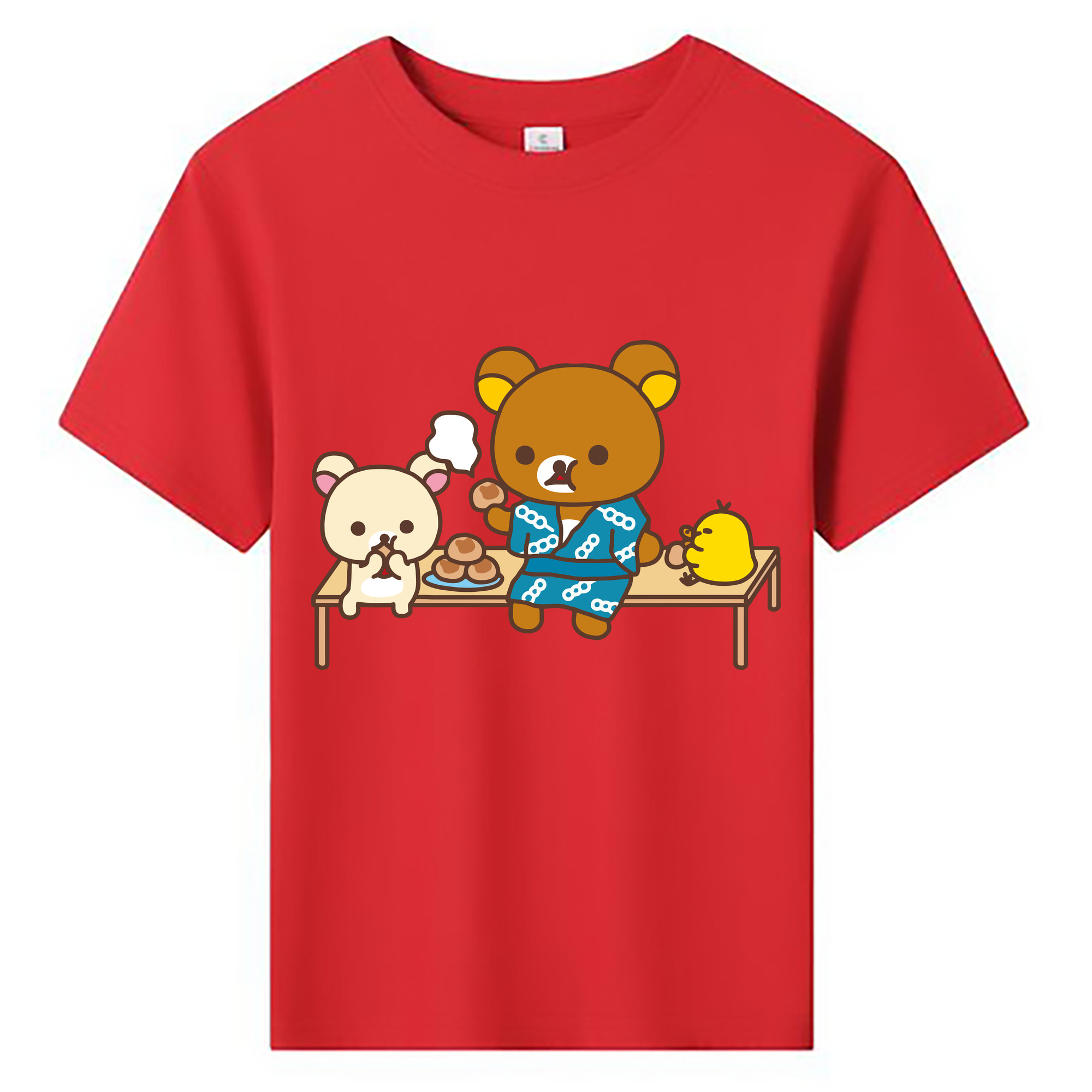 （画像用） リラックマ リラックマ キイロイトリ Rilakkuma Korilakkuma Kiiroitori 綿100％キッズTシャツ（フロントプリント）