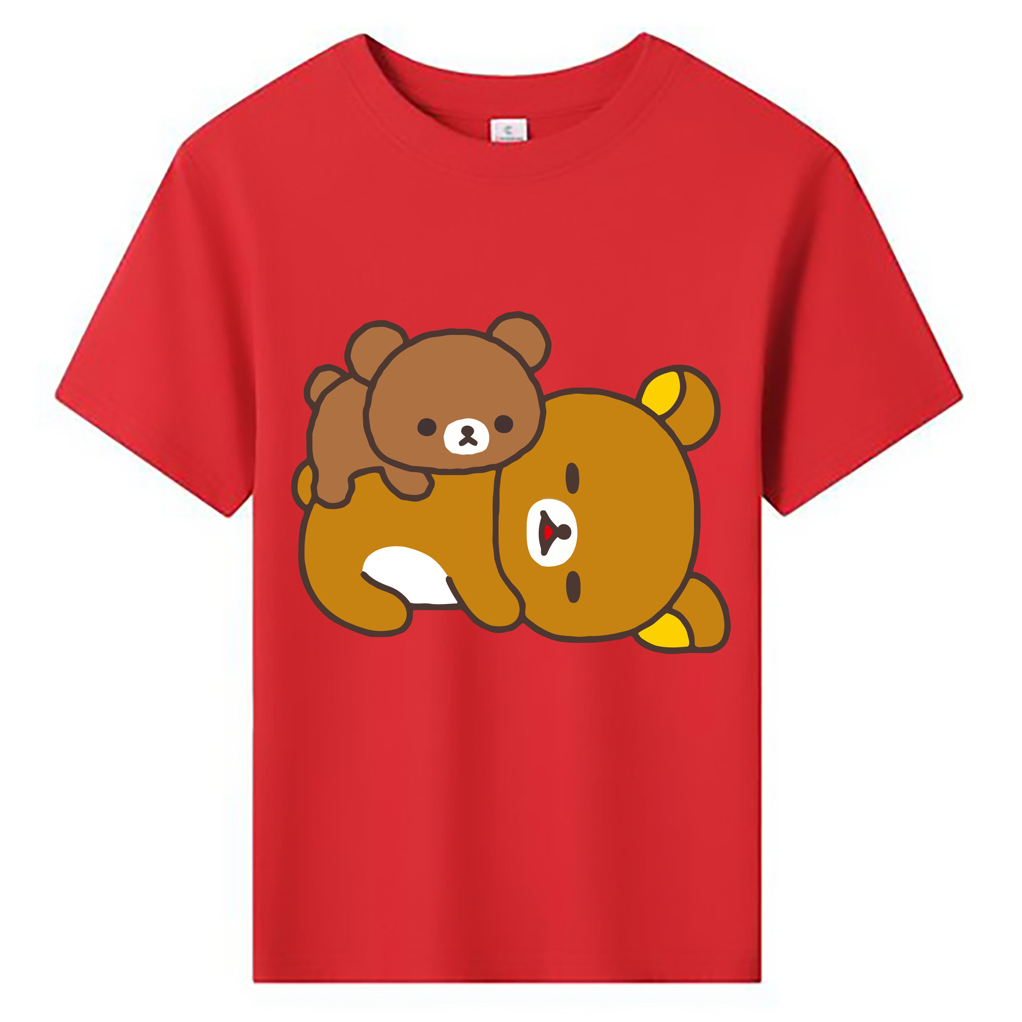 （画像用） リラックマ リラックマ キイロイトリ Rilakkuma Korilakkuma Kiiroitori 綿100％キッズTシャツ（フロントプリント）