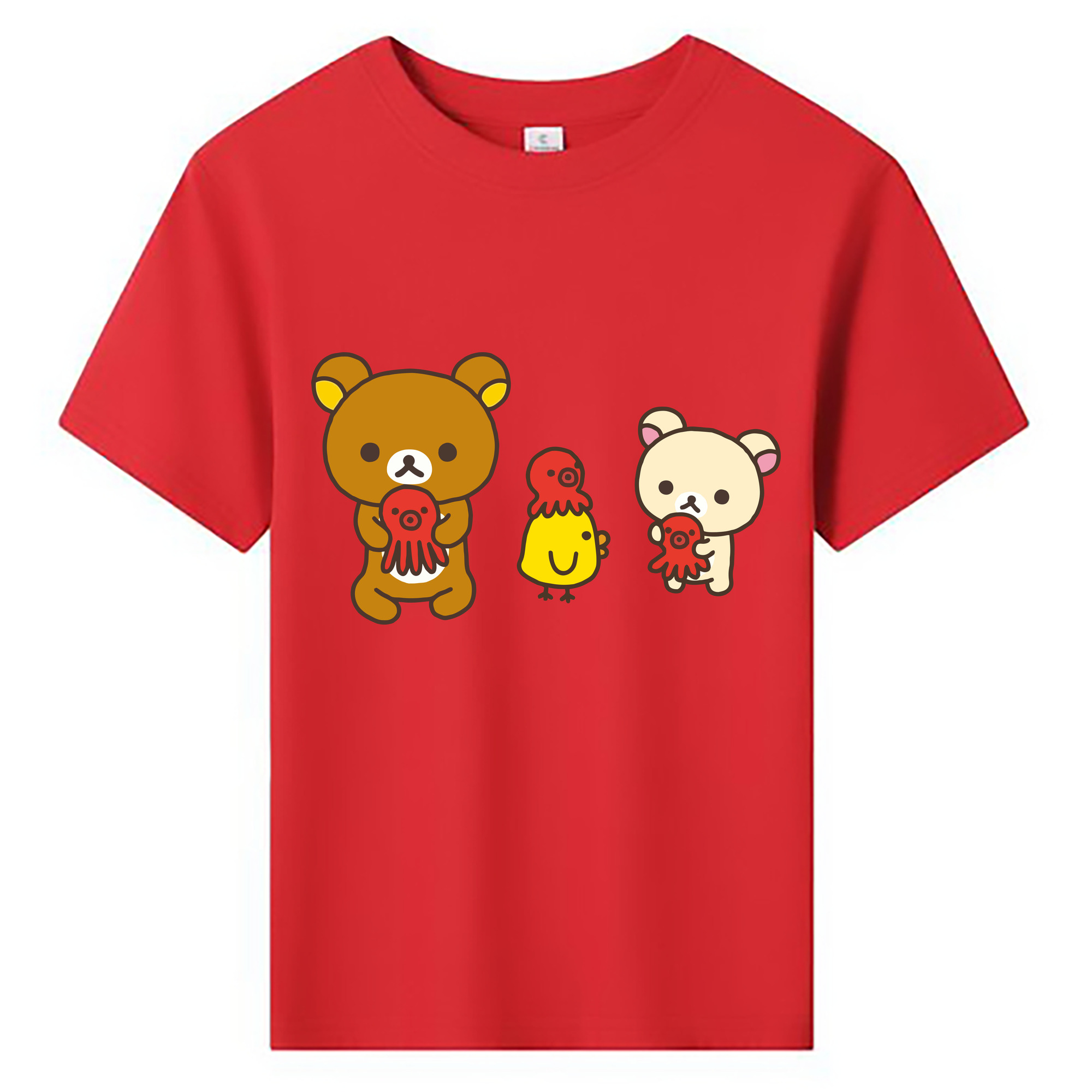 （画像用） リラックマ リラックマ キイロイトリ Rilakkuma Korilakkuma Kiiroitori 綿100％キッズTシャツ（フロントプリント）