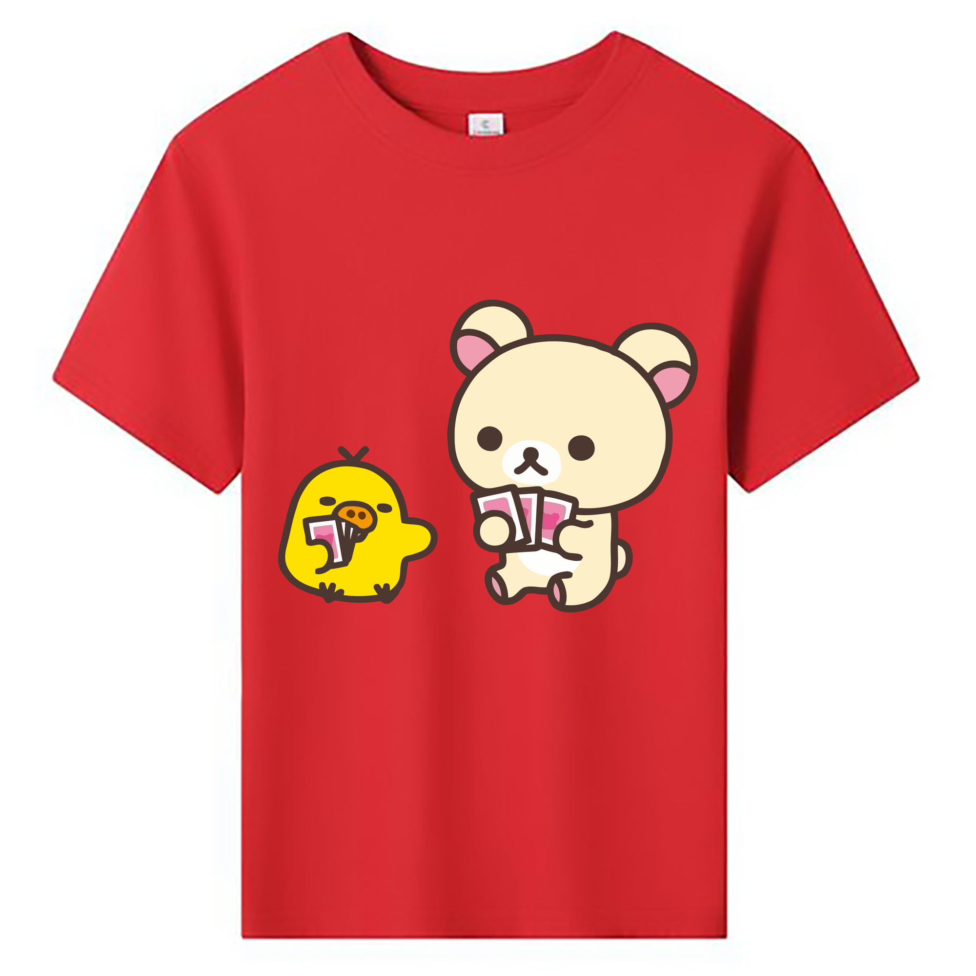 （画像用） リラックマ リラックマ キイロイトリ Rilakkuma Korilakkuma Kiiroitori 綿100％キッズTシャツ（フロントプリント）