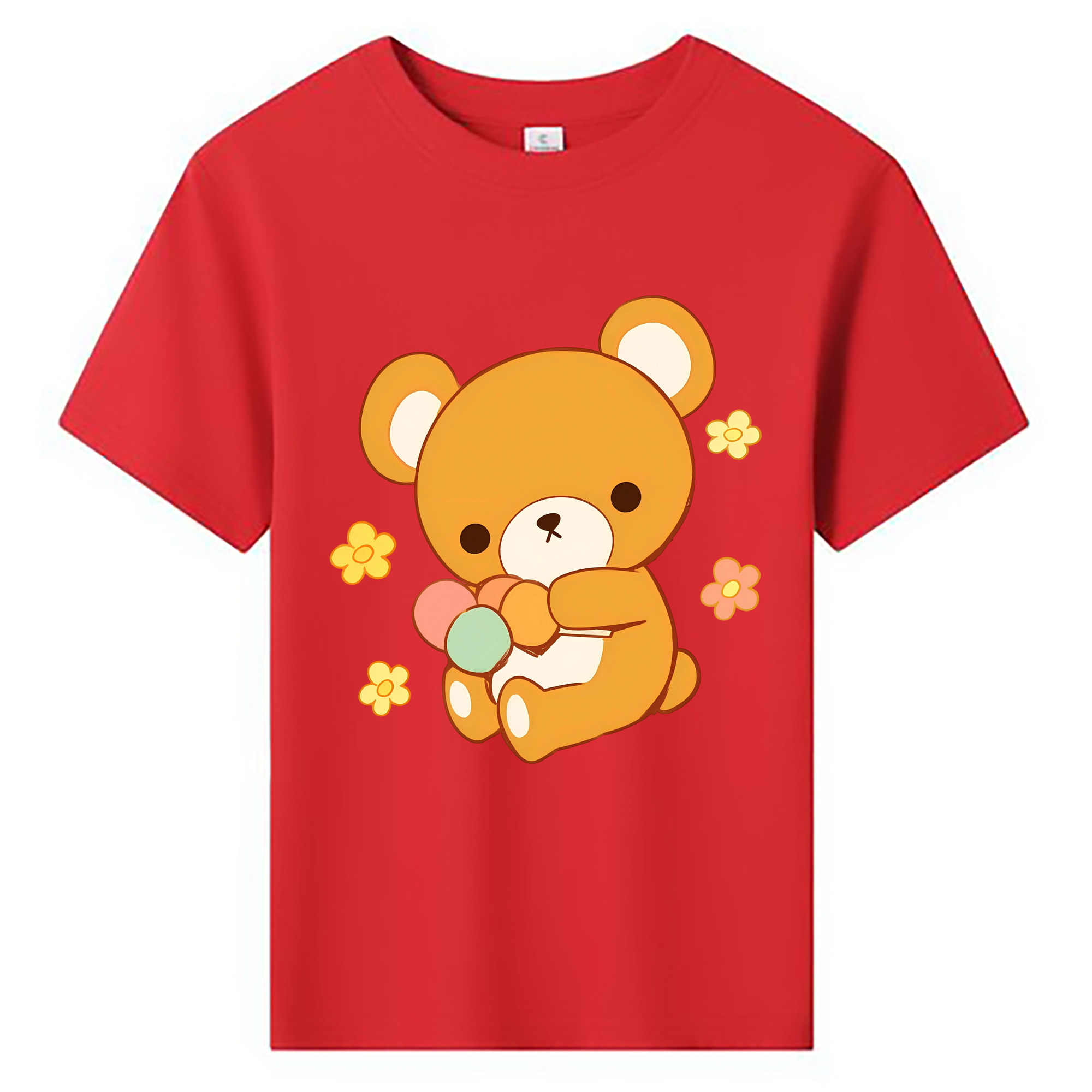 （画像用） リラックマ リラックマ キイロイトリ Rilakkuma Korilakkuma Kiiroitori 綿100％キッズTシャツ（フロントプリント）