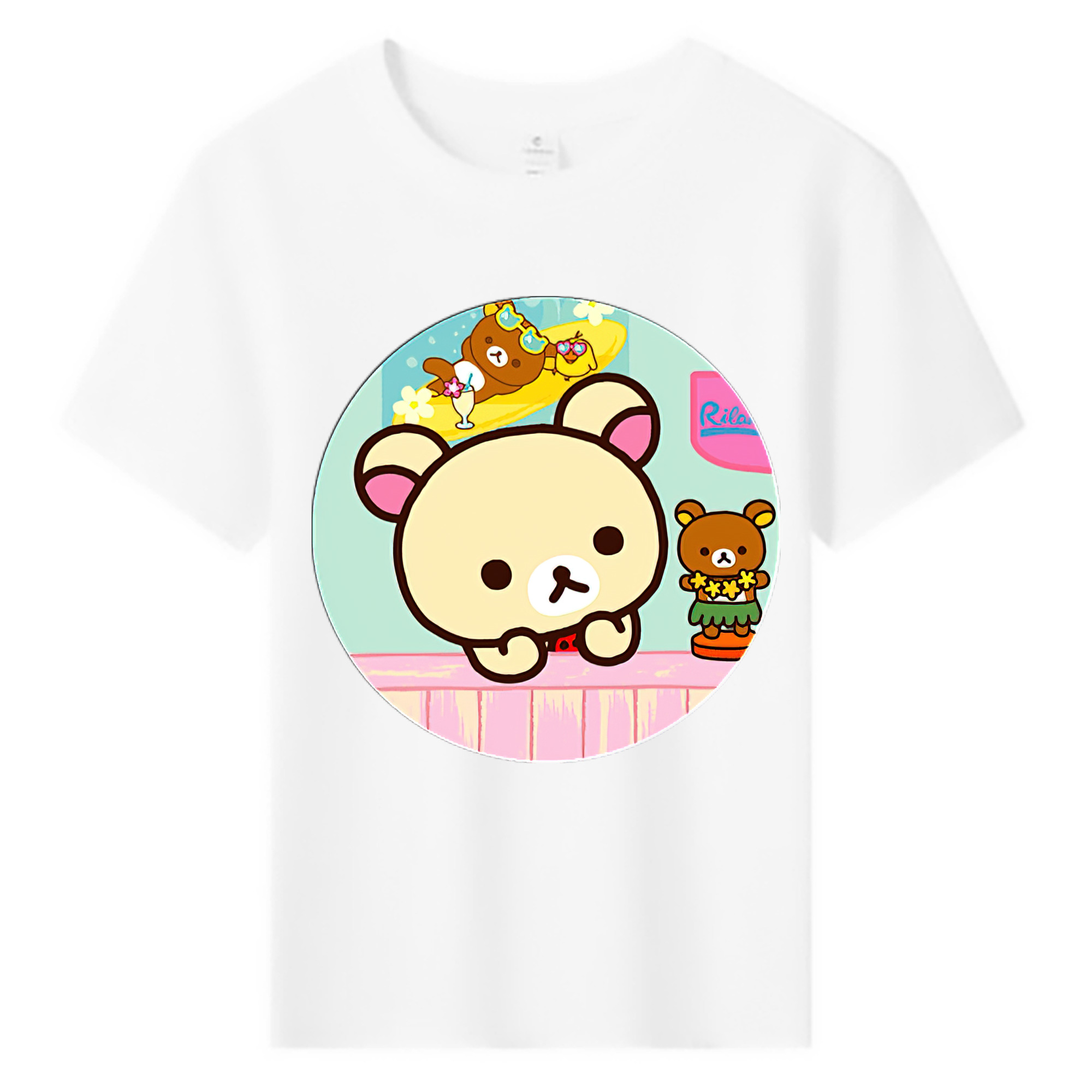 （画像用） リラックマ リラックマ キイロイトリ Rilakkuma Korilakkuma Kiiroitori 綿100％キッズTシャツ（フロントプリント）
