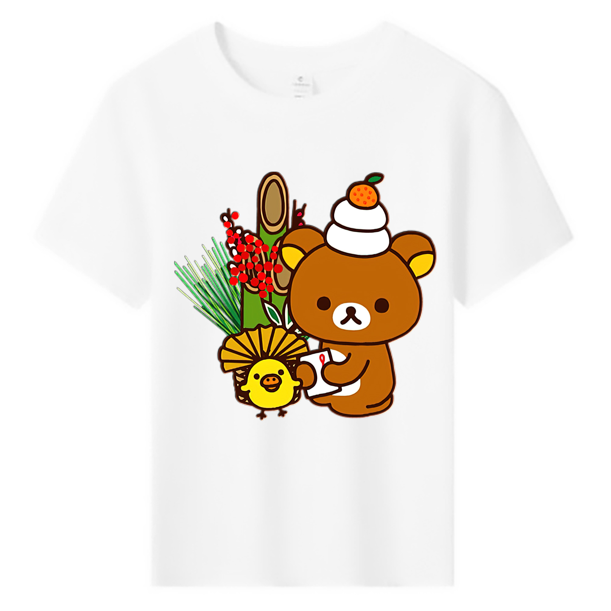 （画像用） リラックマ リラックマ キイロイトリ Rilakkuma Korilakkuma Kiiroitori 綿100％キッズTシャツ（フロントプリント）