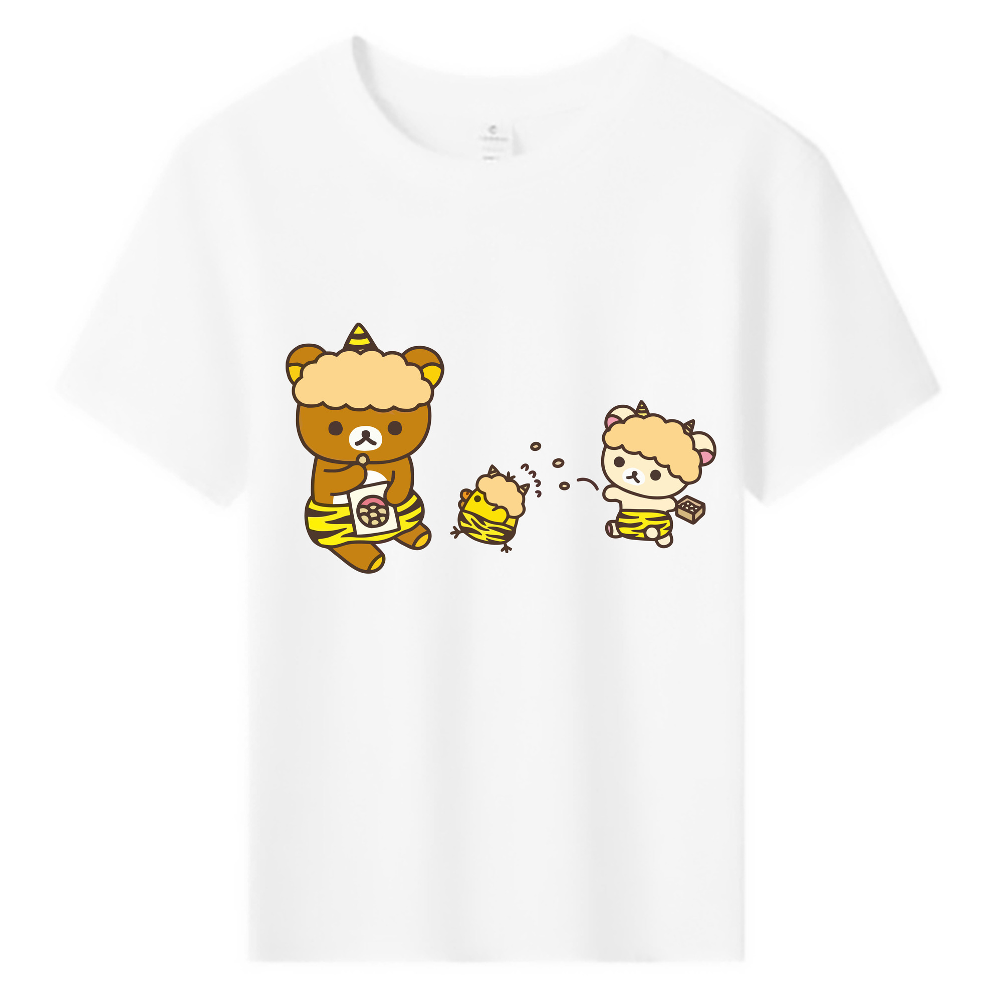 （画像用） リラックマ リラックマ キイロイトリ Rilakkuma Korilakkuma Kiiroitori 綿100％キッズTシャツ（フロントプリント）