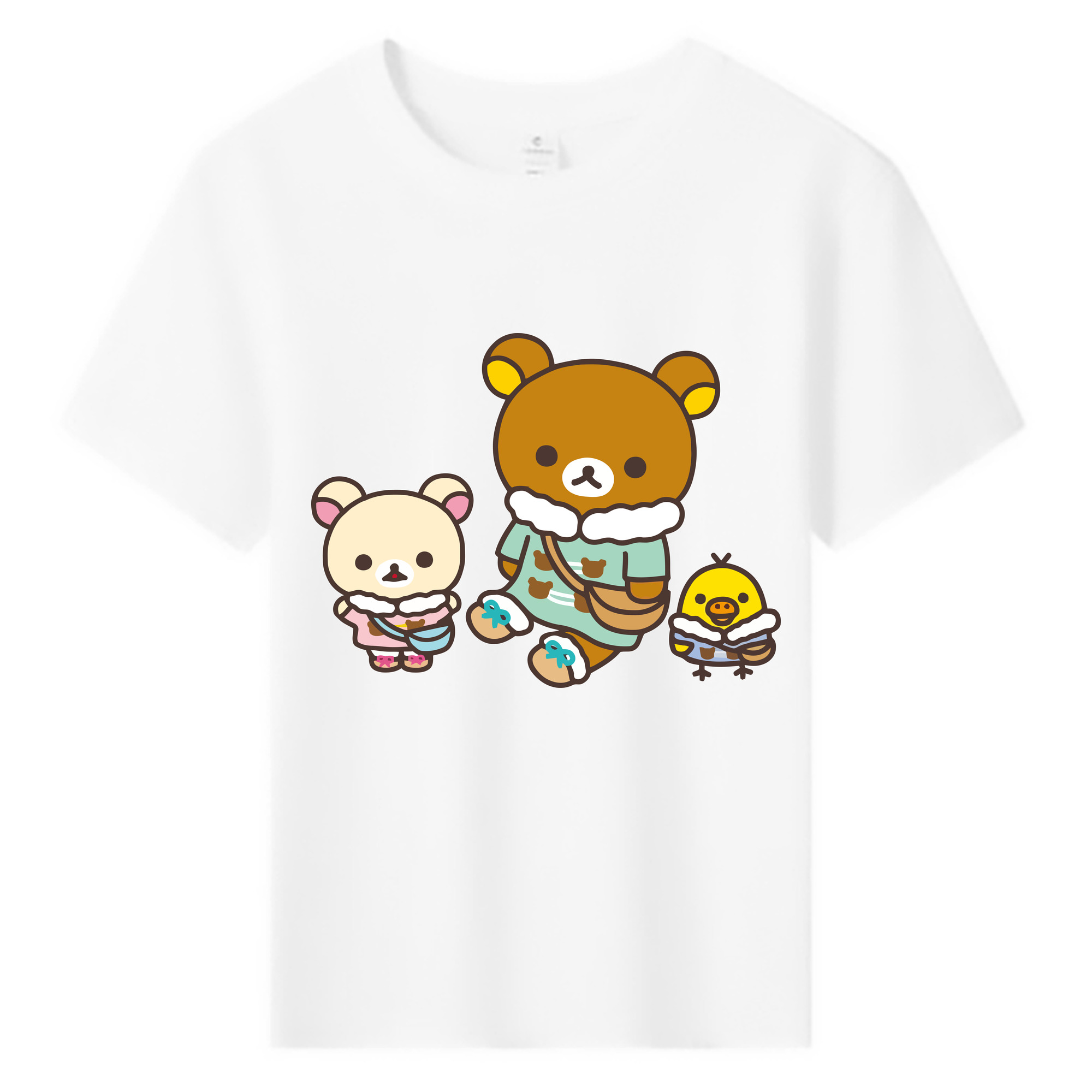 （画像用） リラックマ リラックマ キイロイトリ Rilakkuma Korilakkuma Kiiroitori 綿100％キッズTシャツ（フロントプリント）