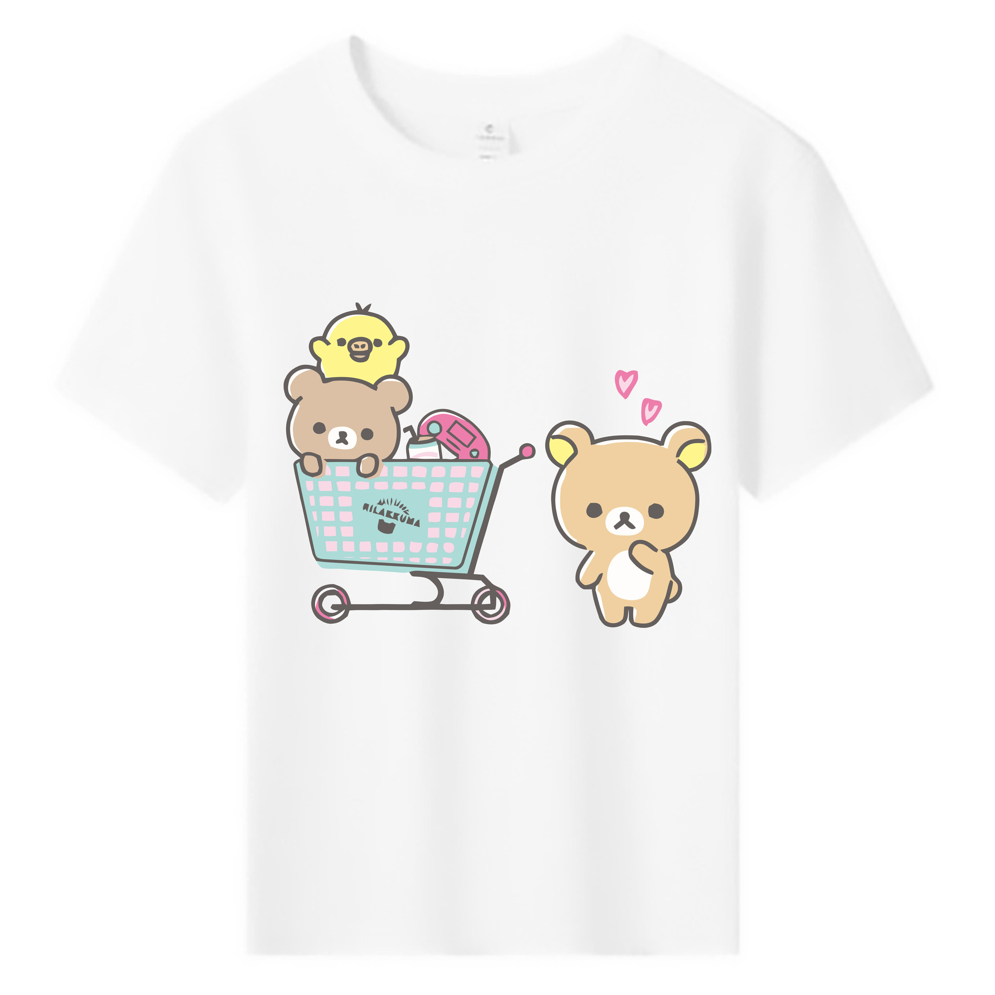 （画像用） リラックマ リラックマ キイロイトリ Rilakkuma Korilakkuma Kiiroitori 綿100％キッズTシャツ（フロントプリント）