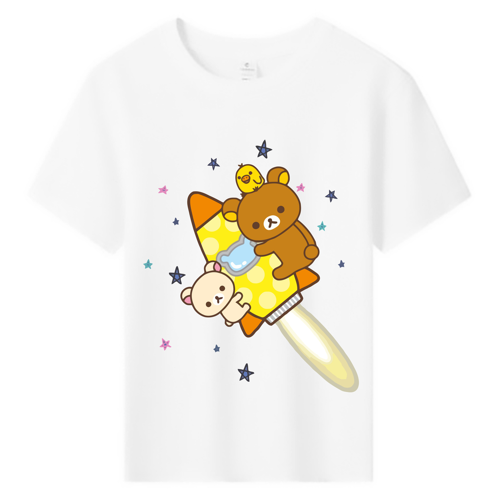 （画像用） リラックマ リラックマ キイロイトリ Rilakkuma Korilakkuma Kiiroitori 綿100％キッズTシャツ（フロントプリント）