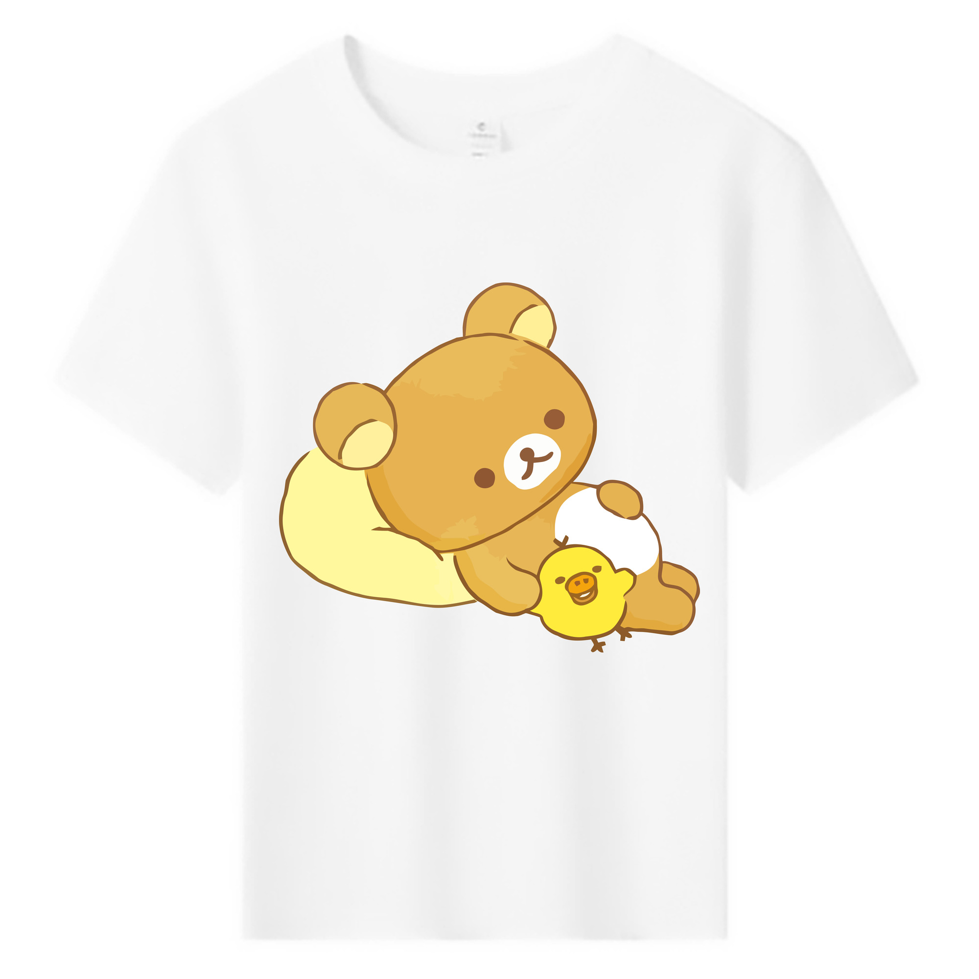 （画像用） リラックマ リラックマ キイロイトリ Rilakkuma Korilakkuma Kiiroitori 綿100％キッズTシャツ（フロントプリント）