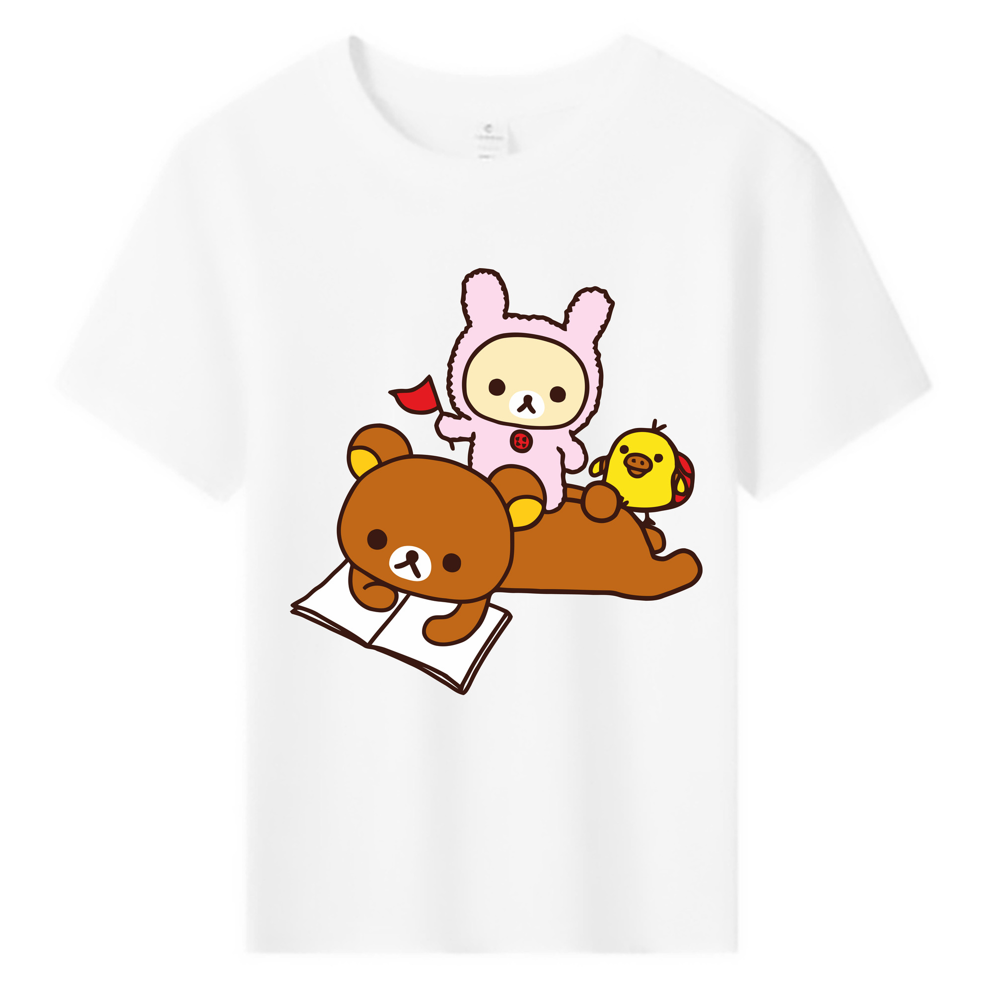 （画像用） リラックマ リラックマ キイロイトリ Rilakkuma Korilakkuma Kiiroitori 綿100％キッズTシャツ（フロントプリント）