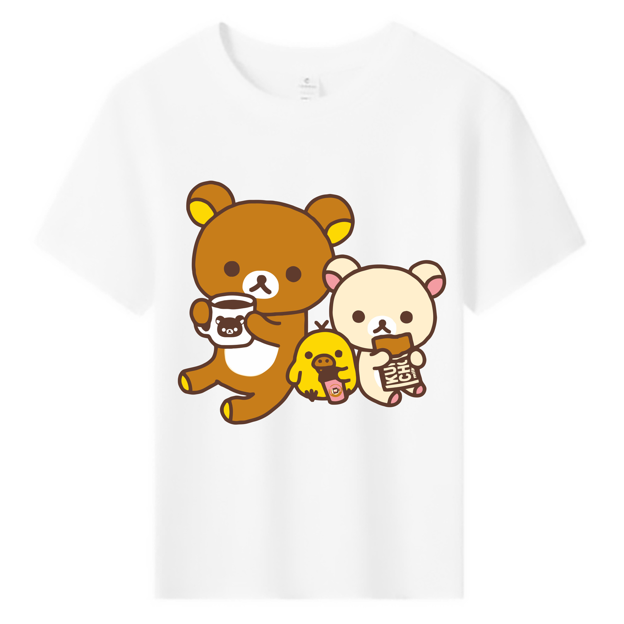 （画像用） リラックマ リラックマ キイロイトリ Rilakkuma Korilakkuma Kiiroitori 綿100％キッズTシャツ（フロントプリント）