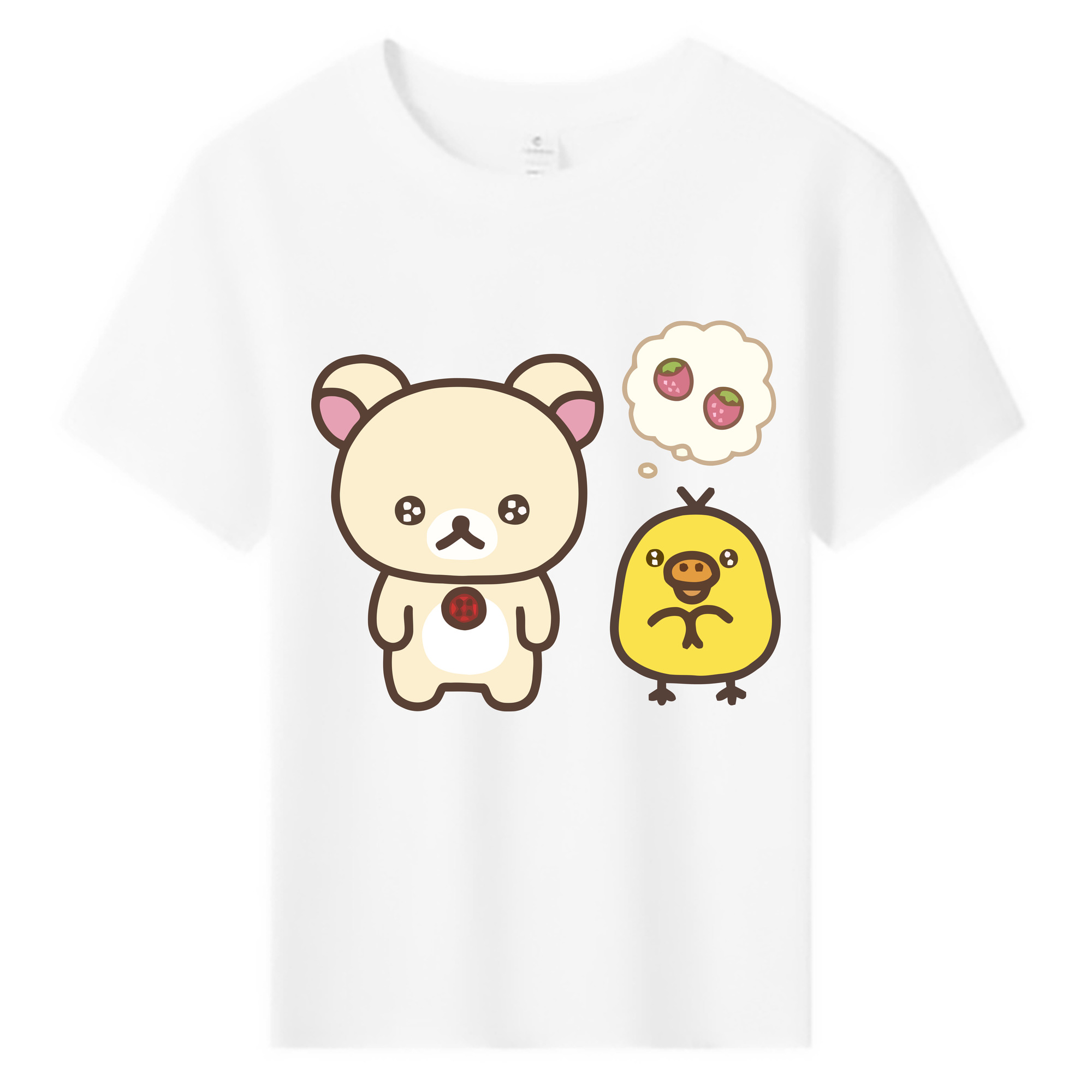 （画像用） リラックマ リラックマ キイロイトリ Rilakkuma Korilakkuma Kiiroitori 綿100％キッズTシャツ（フロントプリント）
