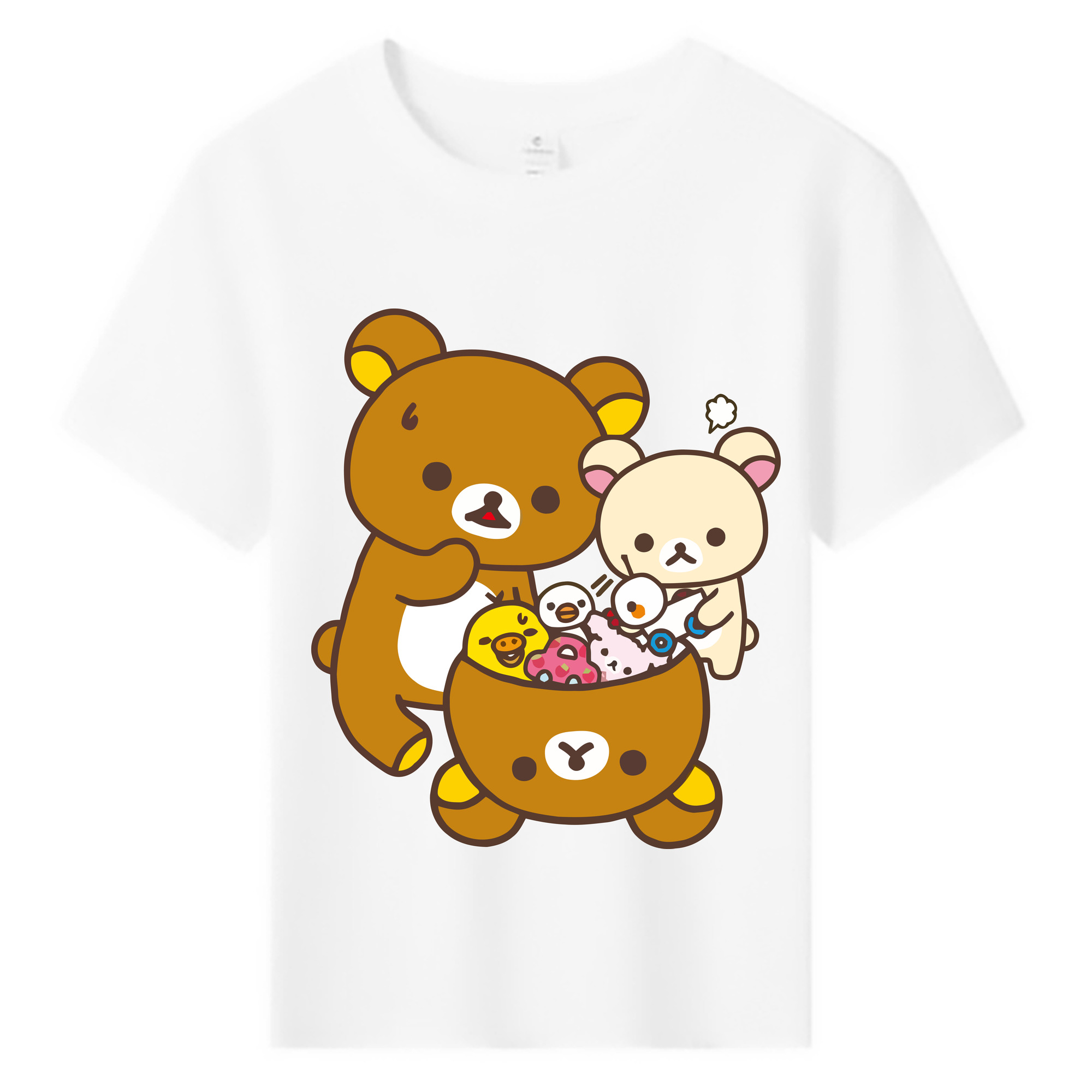 （画像用） リラックマ リラックマ キイロイトリ Rilakkuma Korilakkuma Kiiroitori 綿100％キッズTシャツ（フロントプリント）