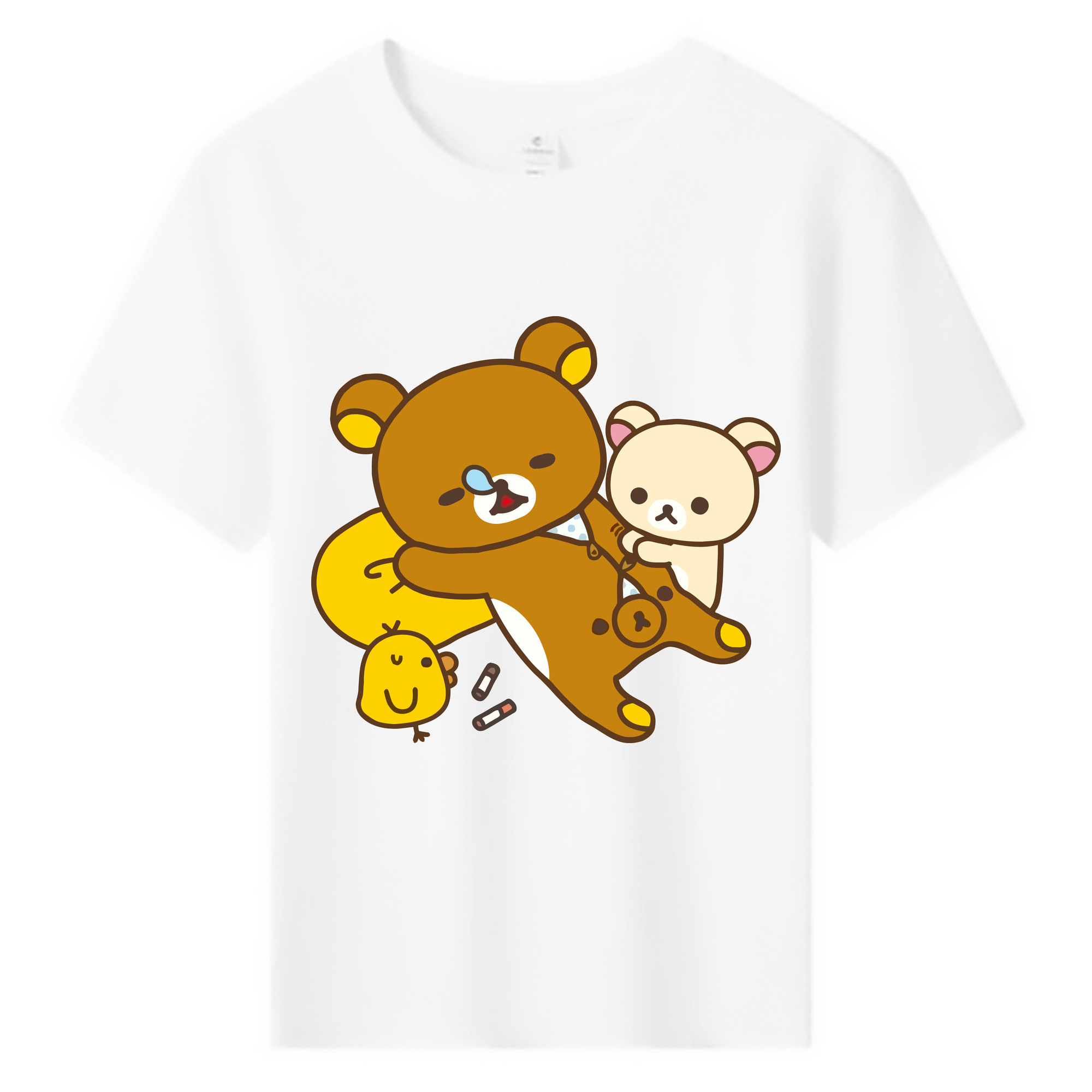 （画像用） リラックマ リラックマ キイロイトリ Rilakkuma Korilakkuma Kiiroitori 綿100％キッズTシャツ（フロントプリント）
