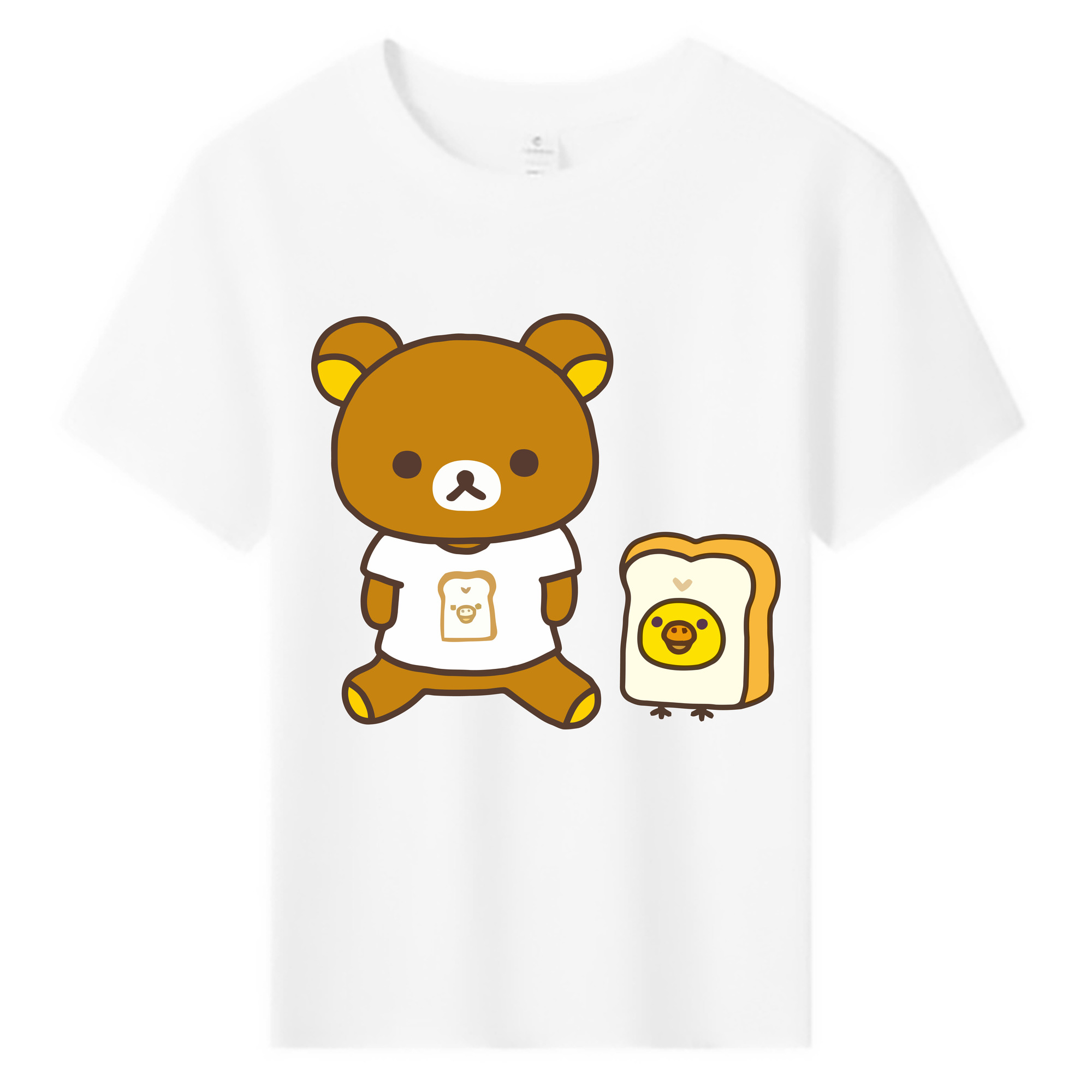 （画像用） リラックマ リラックマ キイロイトリ Rilakkuma Korilakkuma Kiiroitori 綿100％キッズTシャツ（フロントプリント）