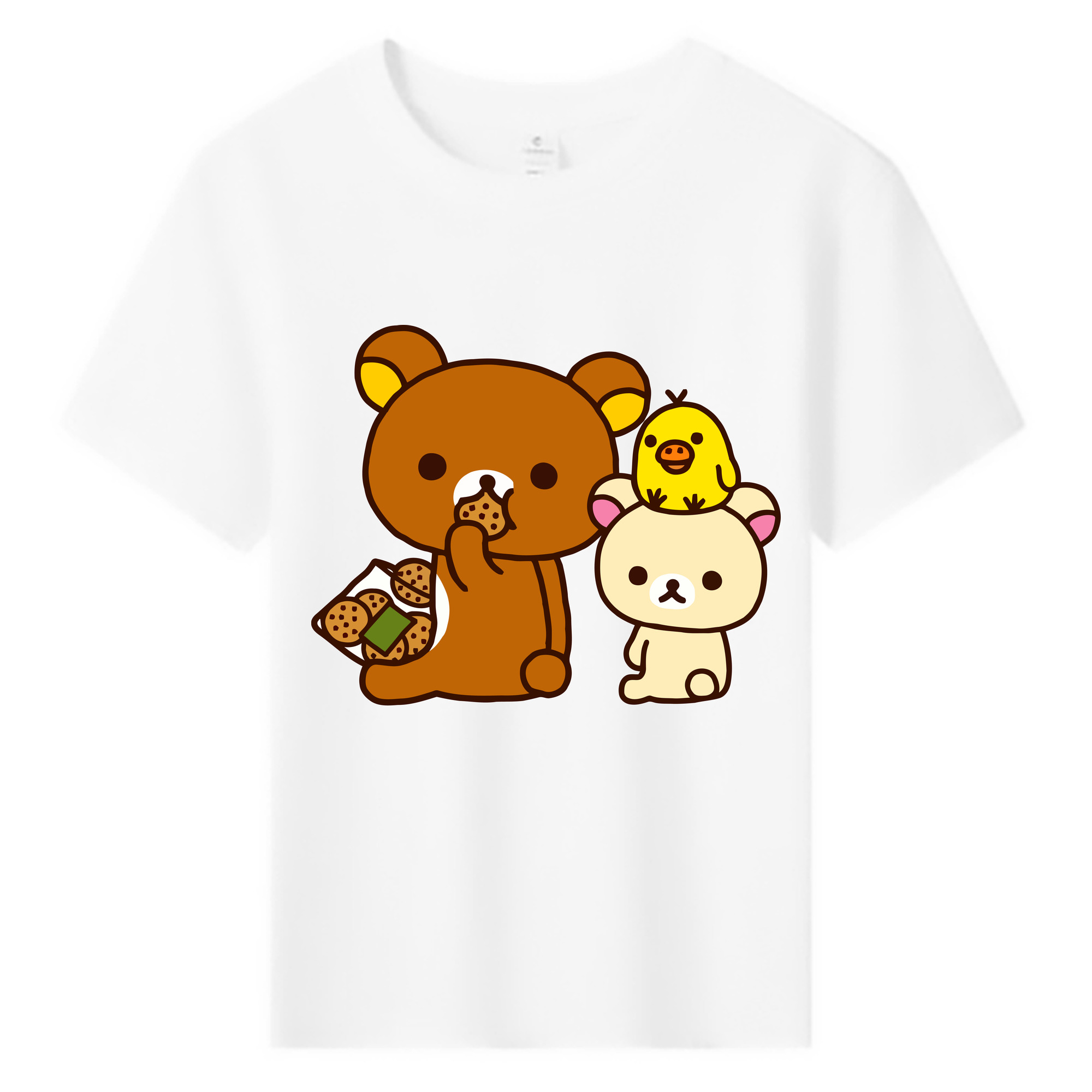 （画像用） リラックマ リラックマ キイロイトリ Rilakkuma Korilakkuma Kiiroitori 綿100％キッズTシャツ（フロントプリント）