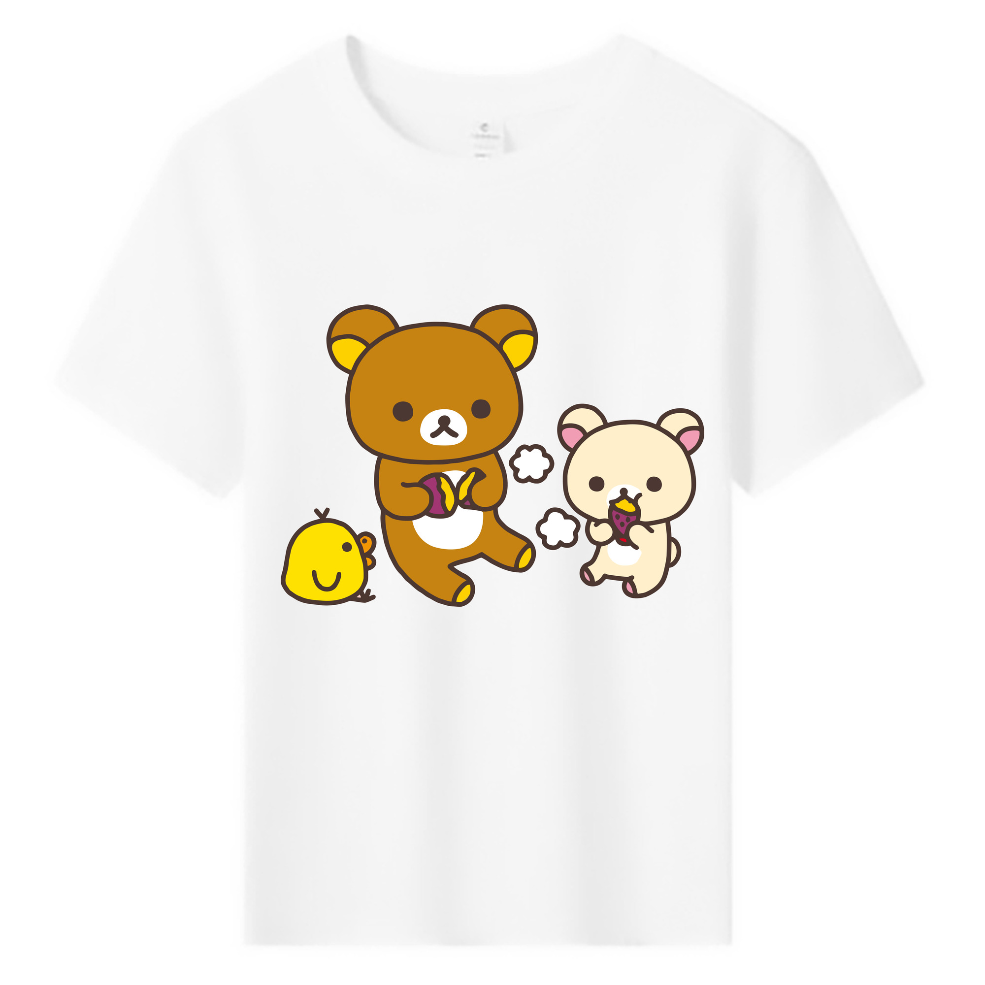（画像用） リラックマ リラックマ キイロイトリ Rilakkuma Korilakkuma Kiiroitori 綿100％キッズTシャツ（フロントプリント）