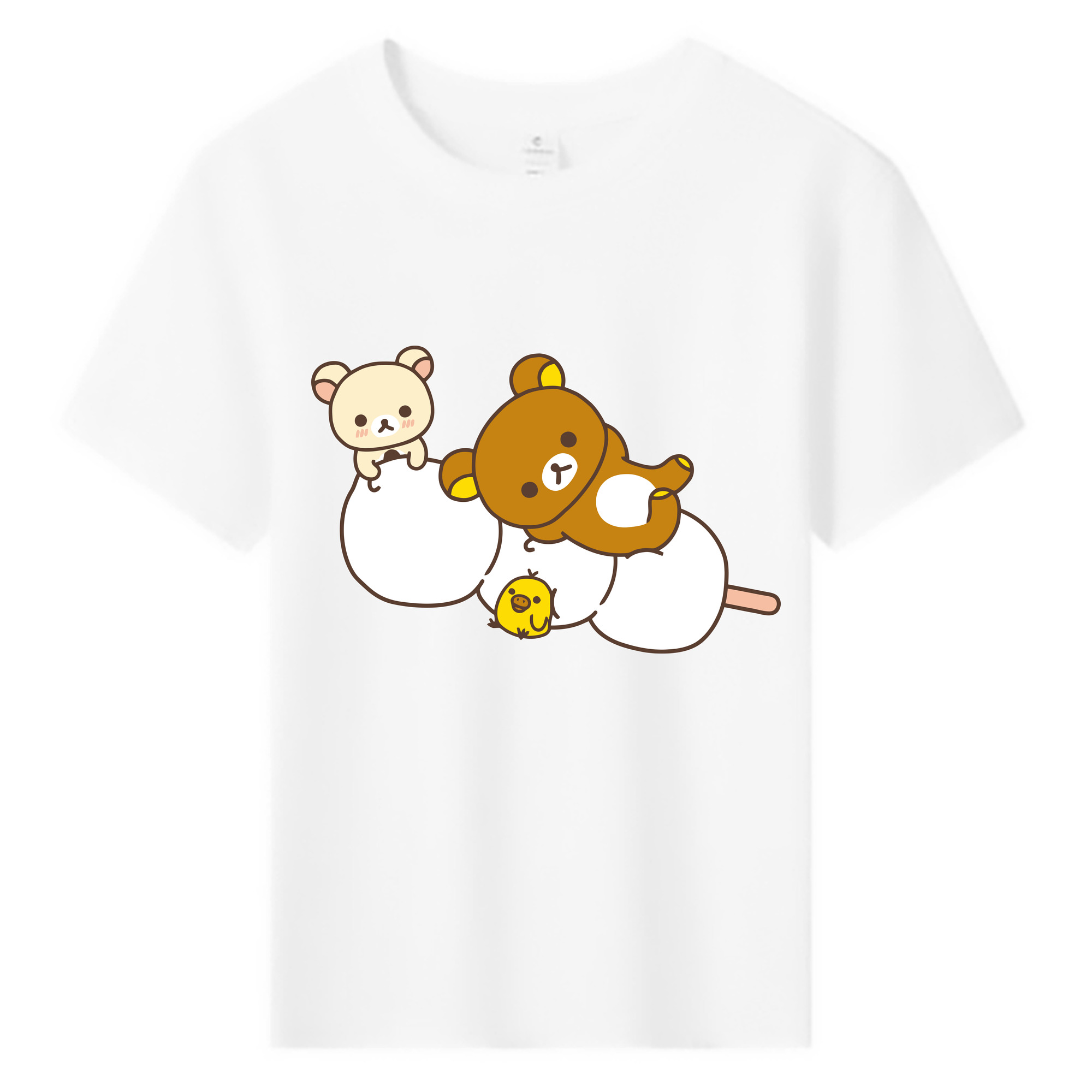 （画像用） リラックマ リラックマ キイロイトリ Rilakkuma Korilakkuma Kiiroitori 綿100％キッズTシャツ（フロントプリント）