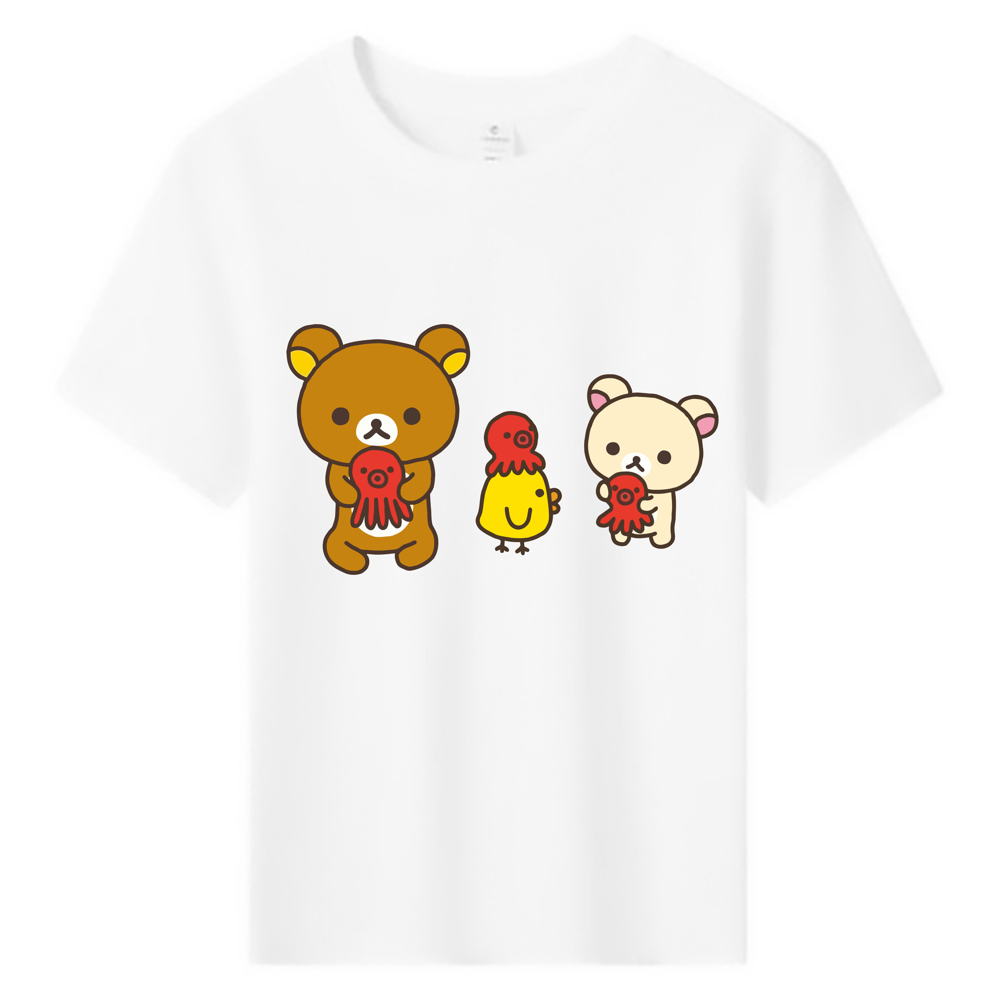（画像用） リラックマ リラックマ キイロイトリ Rilakkuma Korilakkuma Kiiroitori 綿100％キッズTシャツ（フロントプリント）