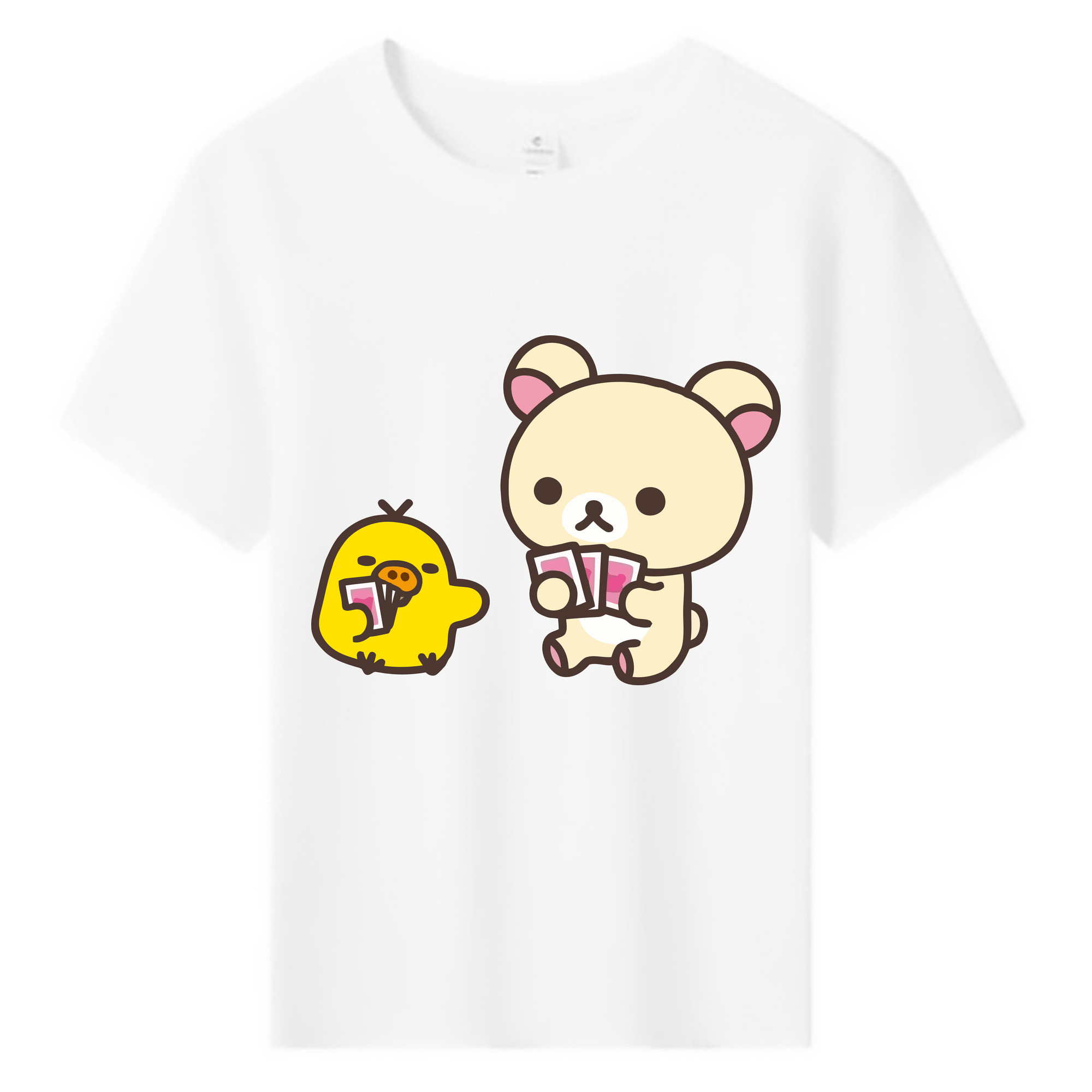（画像用） リラックマ リラックマ キイロイトリ Rilakkuma Korilakkuma Kiiroitori 綿100％キッズTシャツ（フロントプリント）