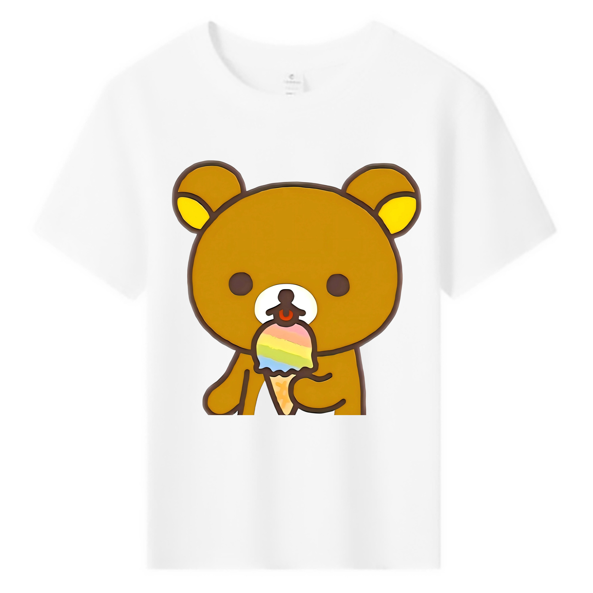 （画像用） リラックマ リラックマ キイロイトリ Rilakkuma Korilakkuma Kiiroitori 綿100％キッズTシャツ（フロントプリント）