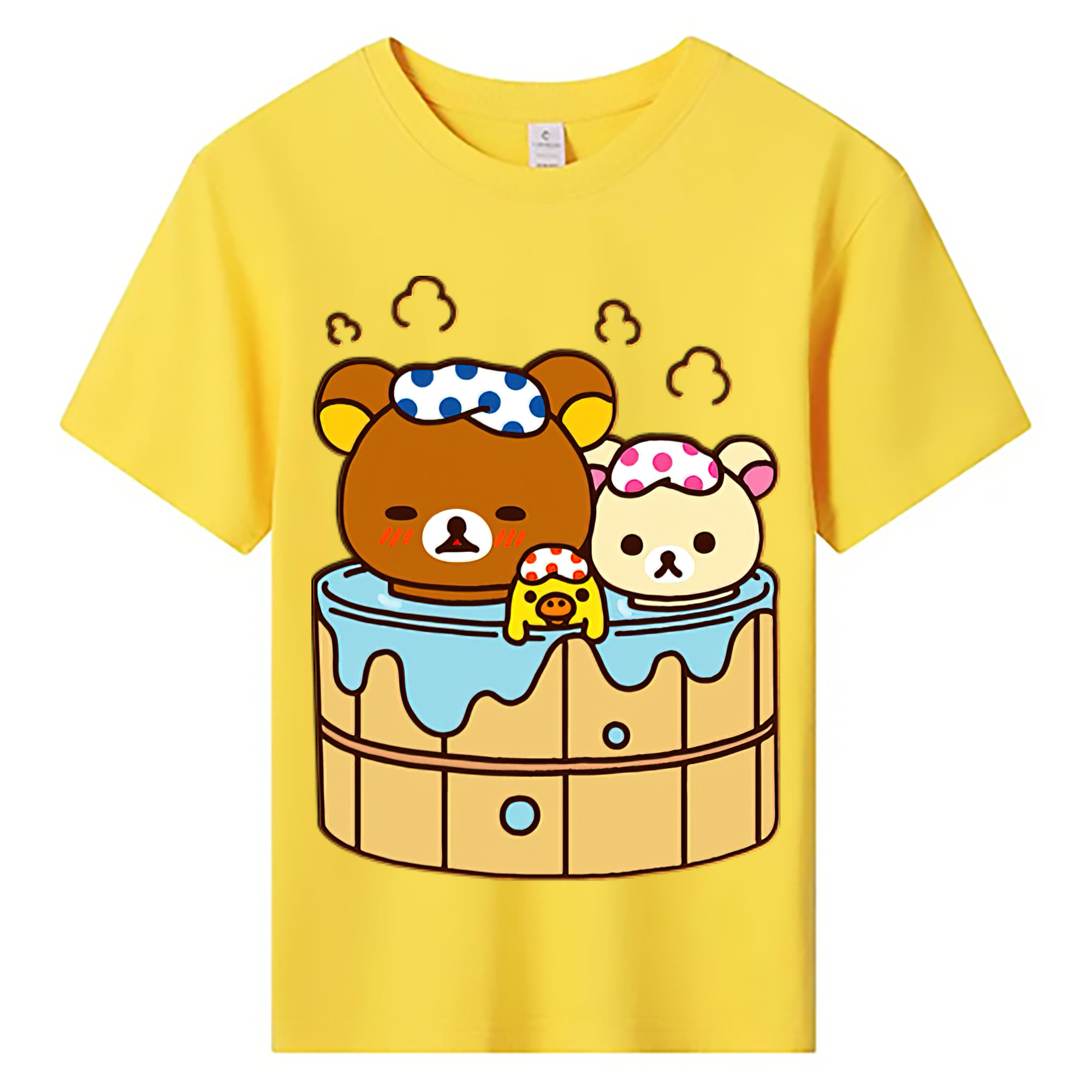 （画像用） リラックマ リラックマ キイロイトリ Rilakkuma Korilakkuma Kiiroitori 綿100％キッズTシャツ（フロントプリント）