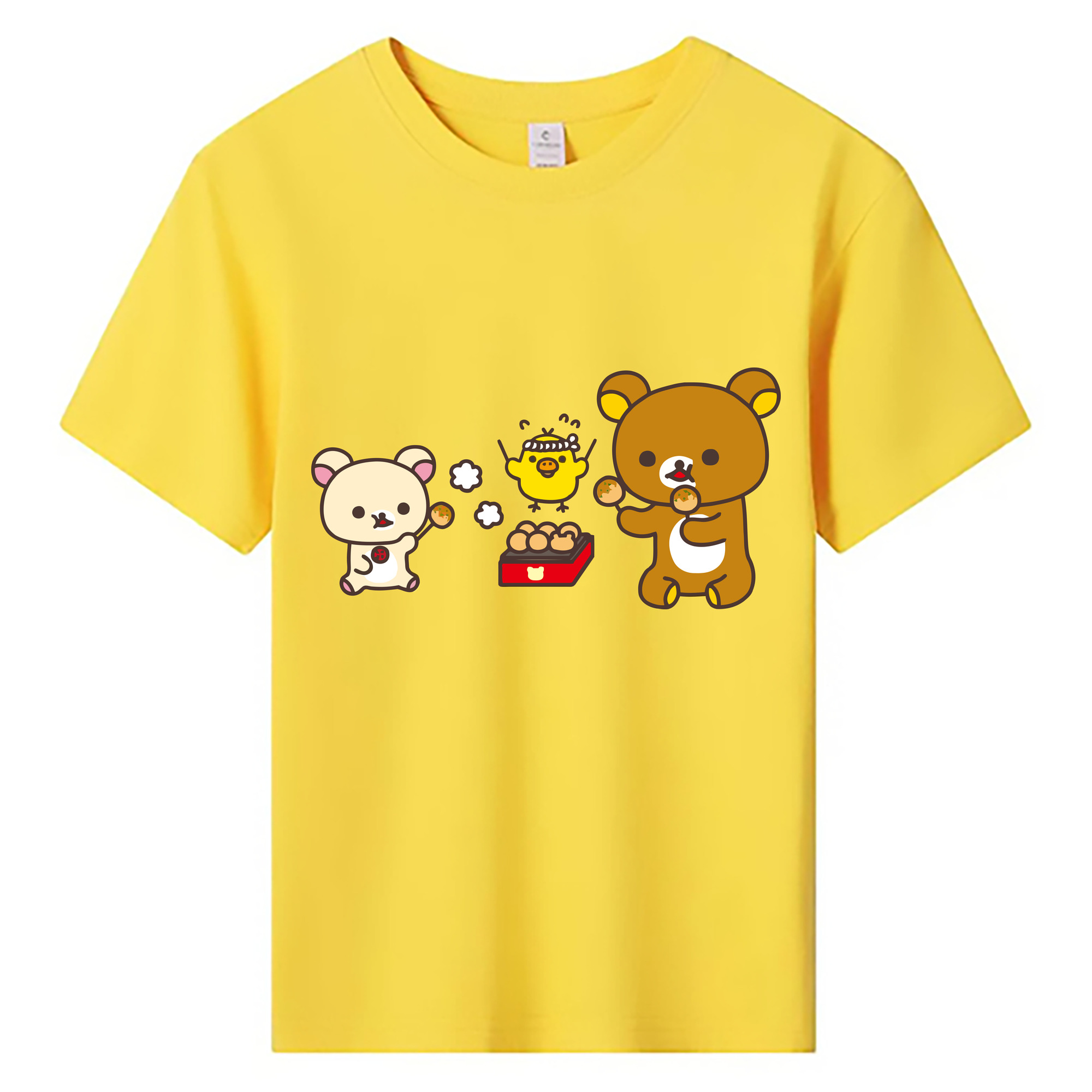（画像用） リラックマ リラックマ キイロイトリ Rilakkuma Korilakkuma Kiiroitori 綿100％キッズTシャツ（フロントプリント）