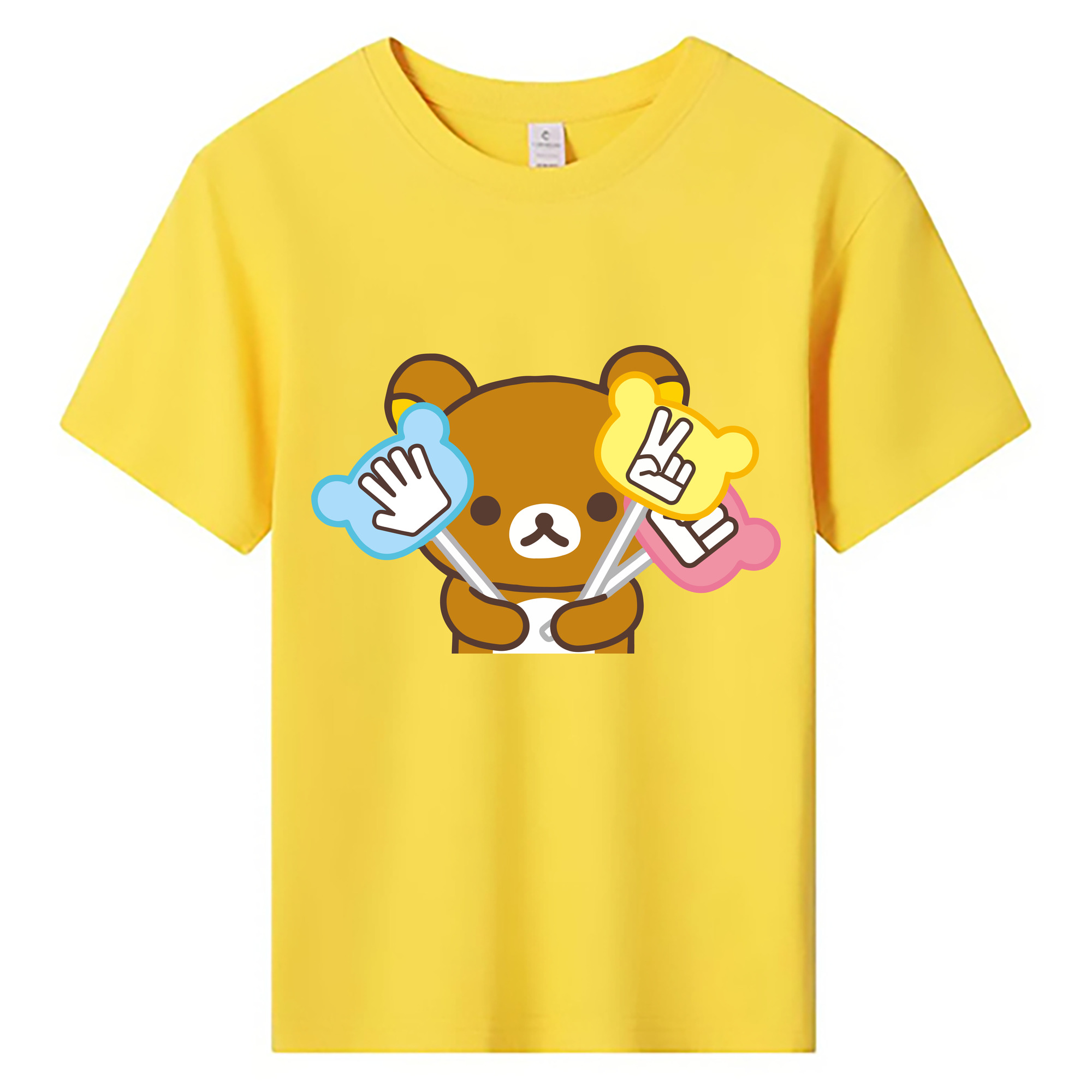 （画像用） リラックマ リラックマ キイロイトリ Rilakkuma Korilakkuma Kiiroitori 綿100％キッズTシャツ（フロントプリント）