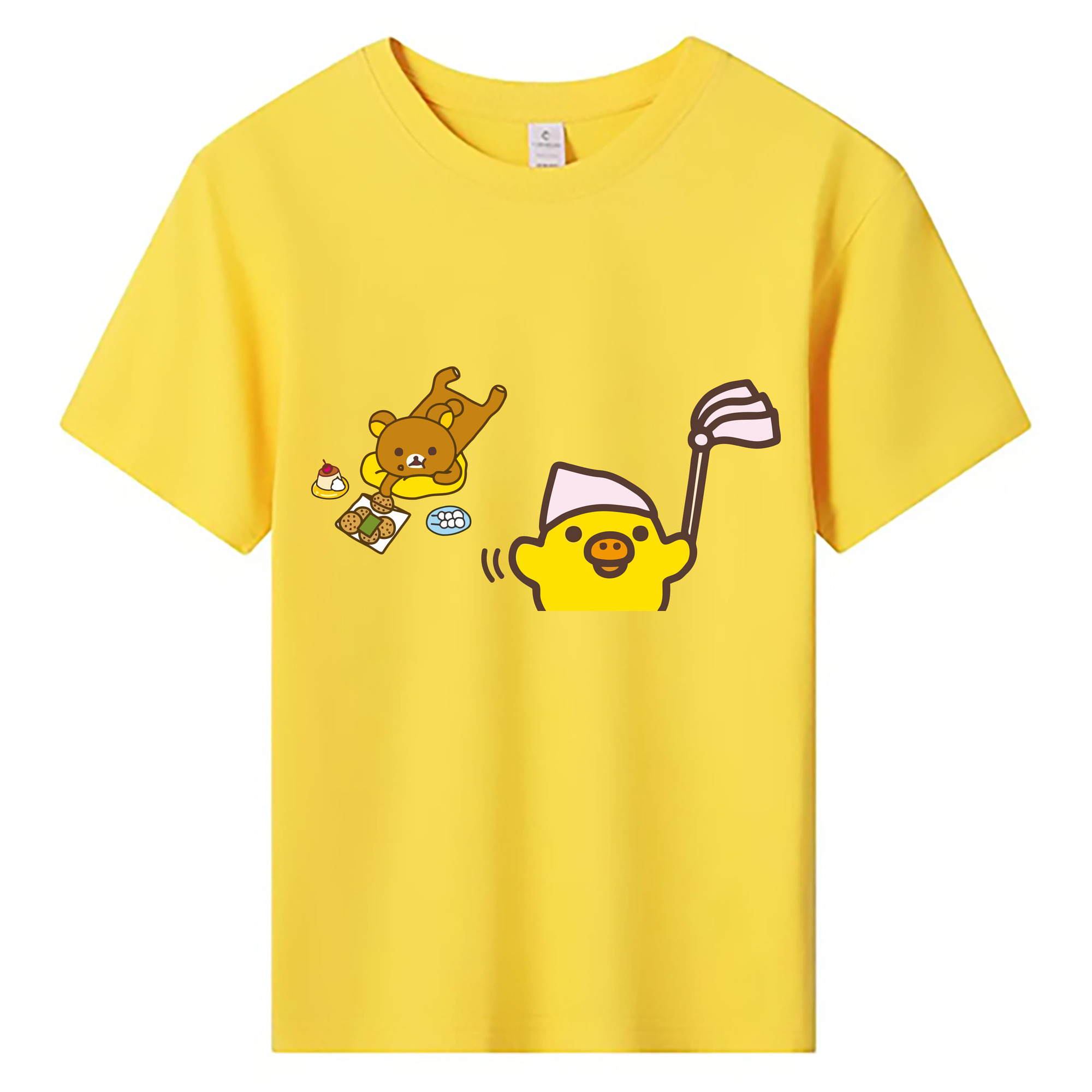 （画像用） リラックマ リラックマ キイロイトリ Rilakkuma Korilakkuma Kiiroitori 綿100％キッズTシャツ（フロントプリント）