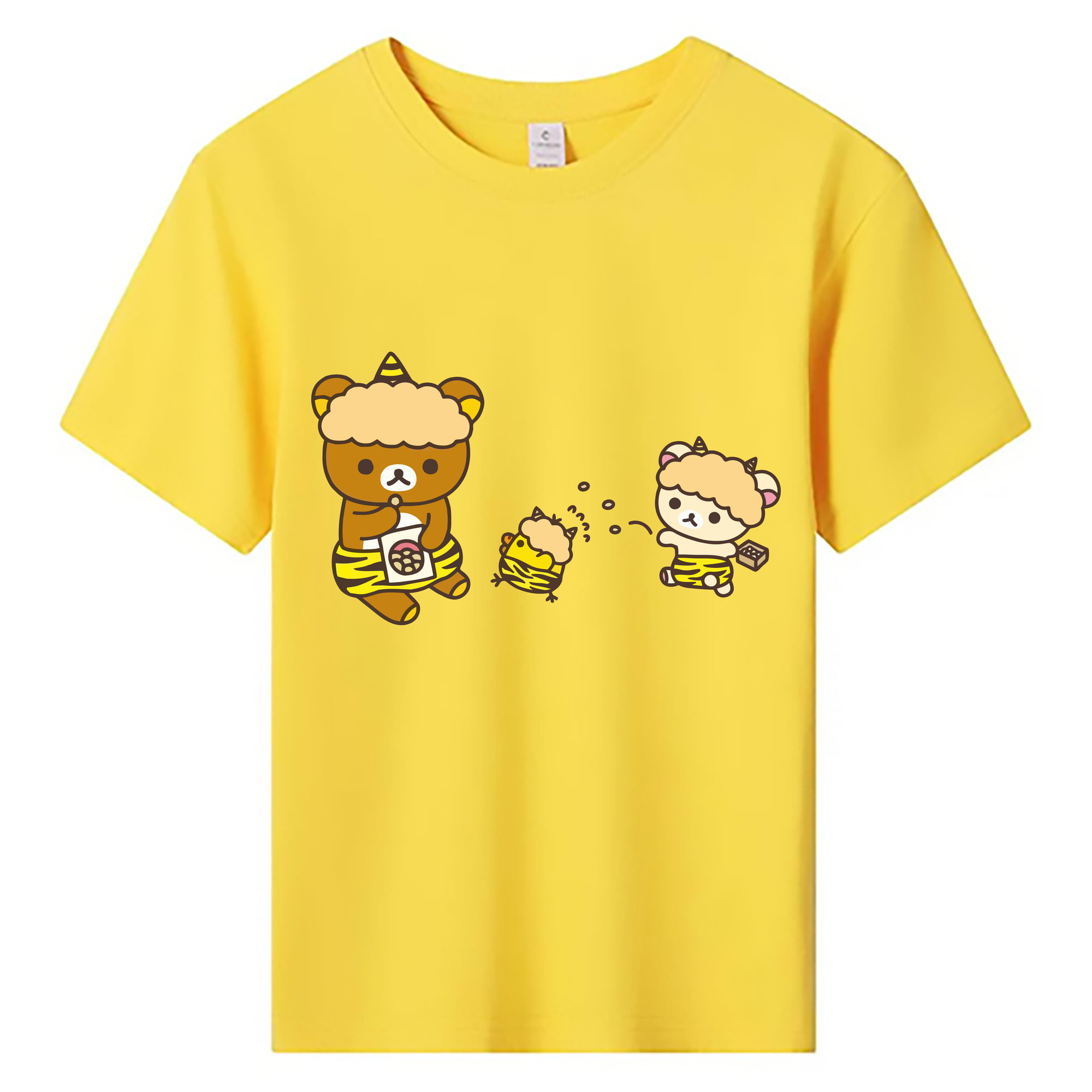 （画像用） リラックマ リラックマ キイロイトリ Rilakkuma Korilakkuma Kiiroitori 綿100％キッズTシャツ（フロントプリント）