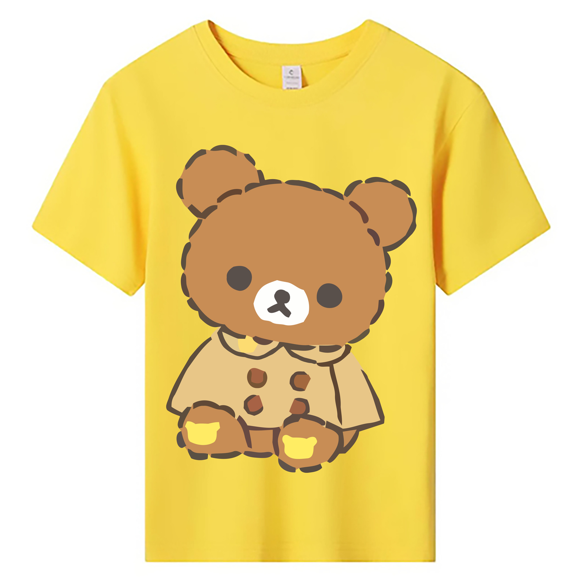 （画像用） リラックマ リラックマ キイロイトリ Rilakkuma Korilakkuma Kiiroitori 綿100％キッズTシャツ（フロントプリント）