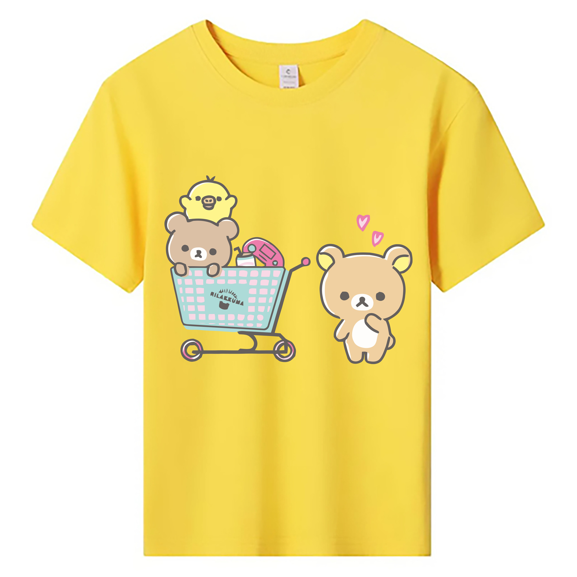 （画像用） リラックマ リラックマ キイロイトリ Rilakkuma Korilakkuma Kiiroitori 綿100％キッズTシャツ（フロントプリント）