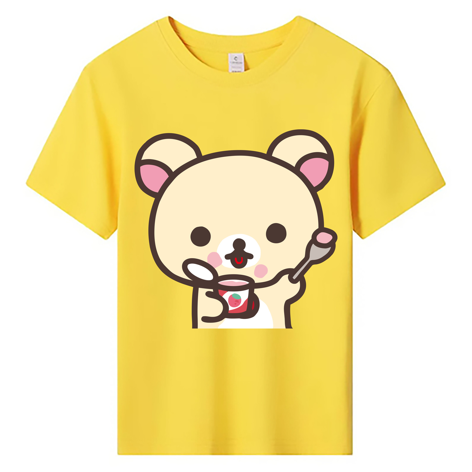 （画像用） リラックマ リラックマ キイロイトリ Rilakkuma Korilakkuma Kiiroitori 綿100％キッズTシャツ（フロントプリント）