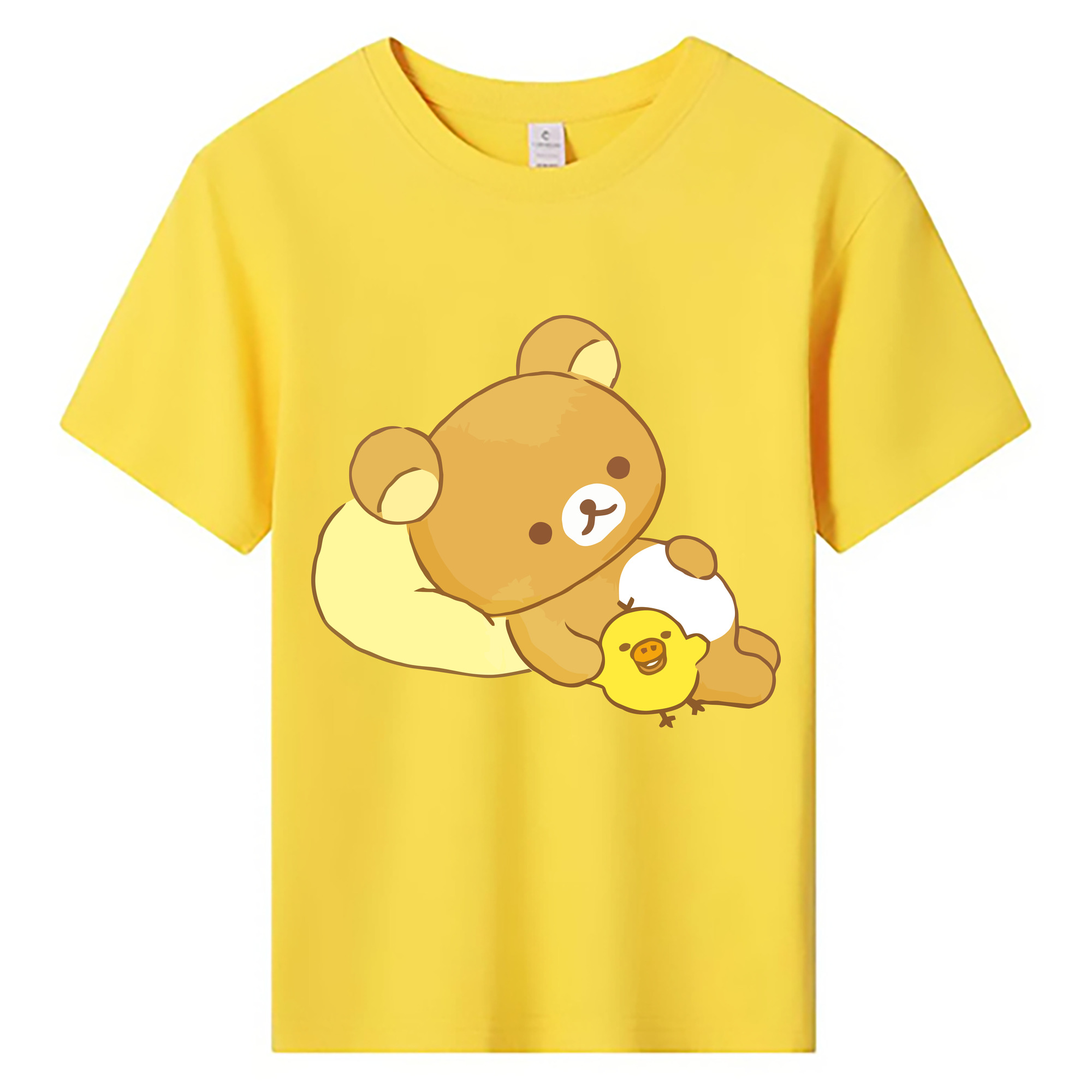 （画像用） リラックマ リラックマ キイロイトリ Rilakkuma Korilakkuma Kiiroitori 綿100％キッズTシャツ（フロントプリント）