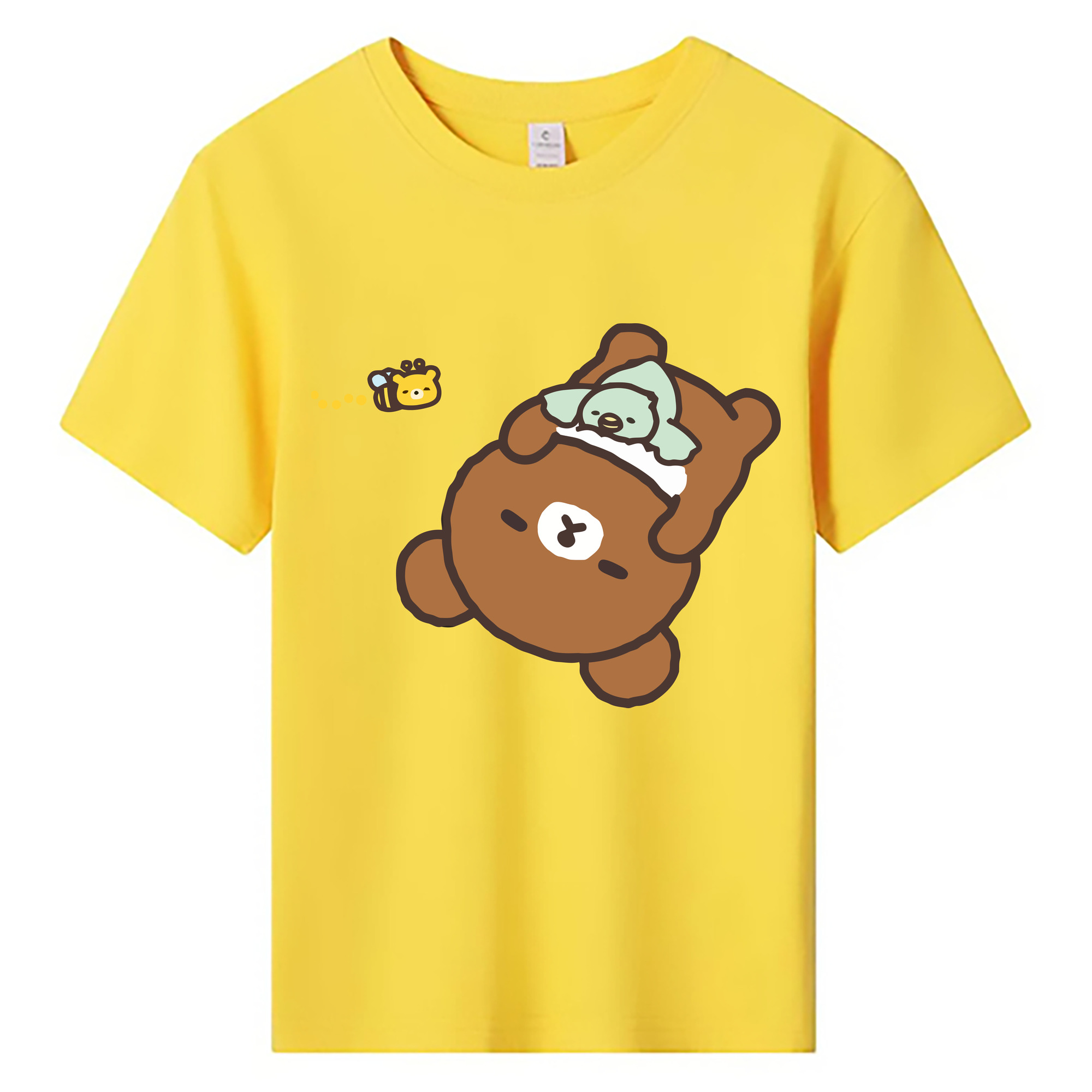 （画像用） リラックマ リラックマ キイロイトリ Rilakkuma Korilakkuma Kiiroitori 綿100％キッズTシャツ（フロントプリント）