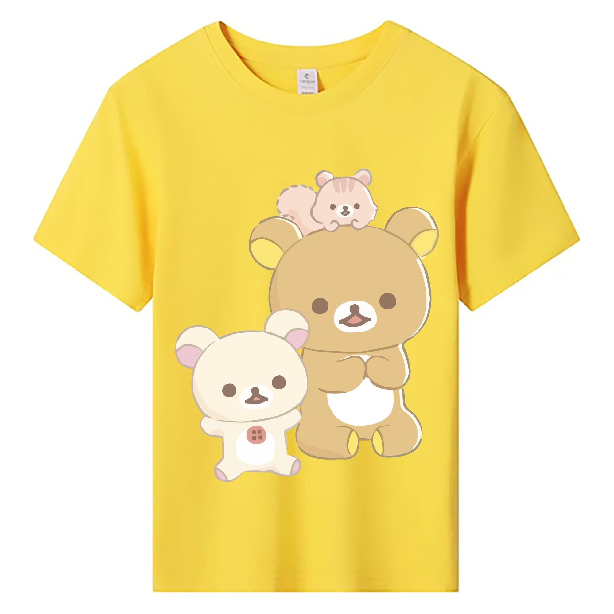 （画像用） リラックマ リラックマ キイロイトリ Rilakkuma Korilakkuma Kiiroitori 綿100％キッズTシャツ（フロントプリント）