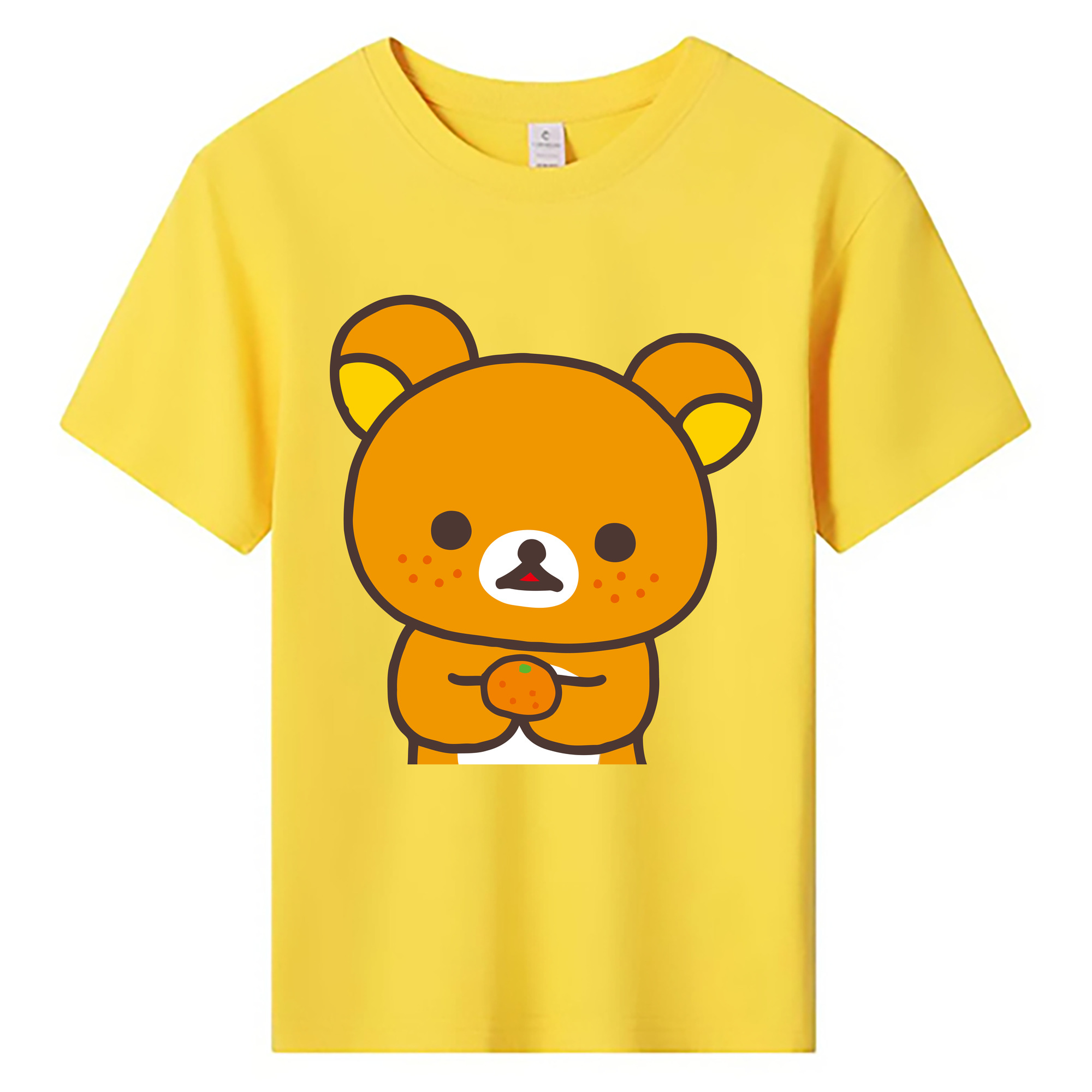 （画像用） リラックマ リラックマ キイロイトリ Rilakkuma Korilakkuma Kiiroitori 綿100％キッズTシャツ（フロントプリント）