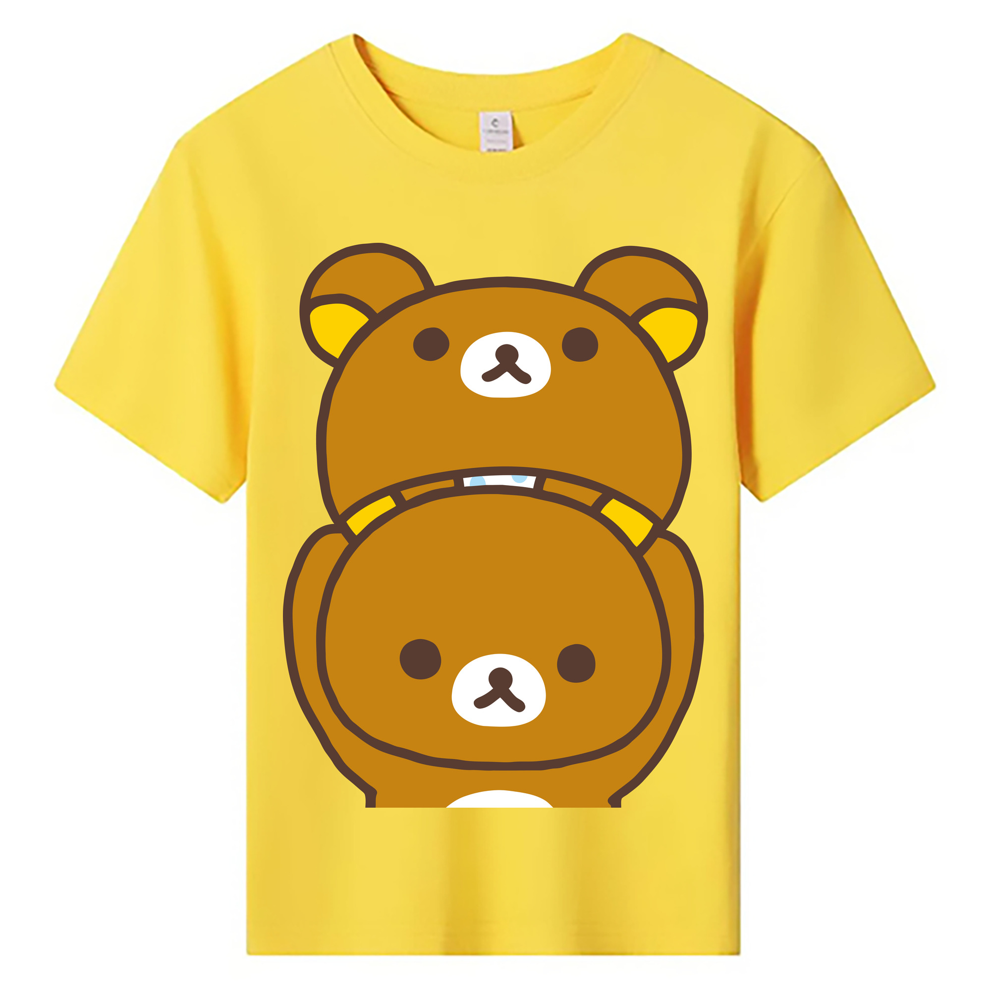 （画像用） リラックマ リラックマ キイロイトリ Rilakkuma Korilakkuma Kiiroitori 綿100％キッズTシャツ（フロントプリント）