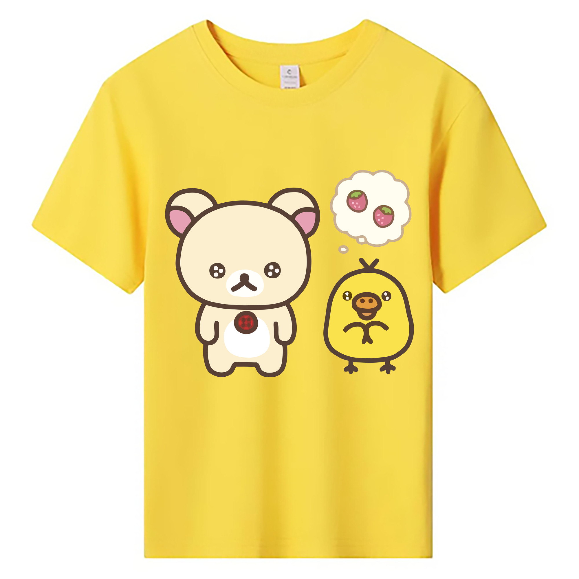 （画像用） リラックマ リラックマ キイロイトリ Rilakkuma Korilakkuma Kiiroitori 綿100％キッズTシャツ（フロントプリント）